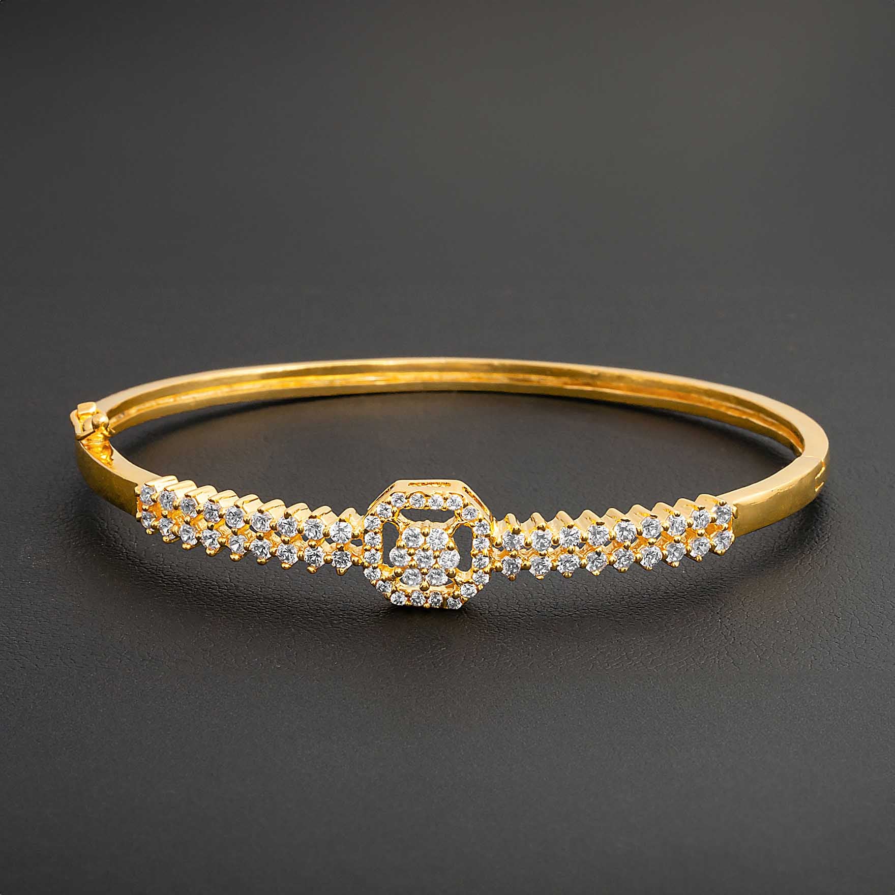 24ct Heavy Gold Layered Stone Bracelet Bangle PSBRB31W-002