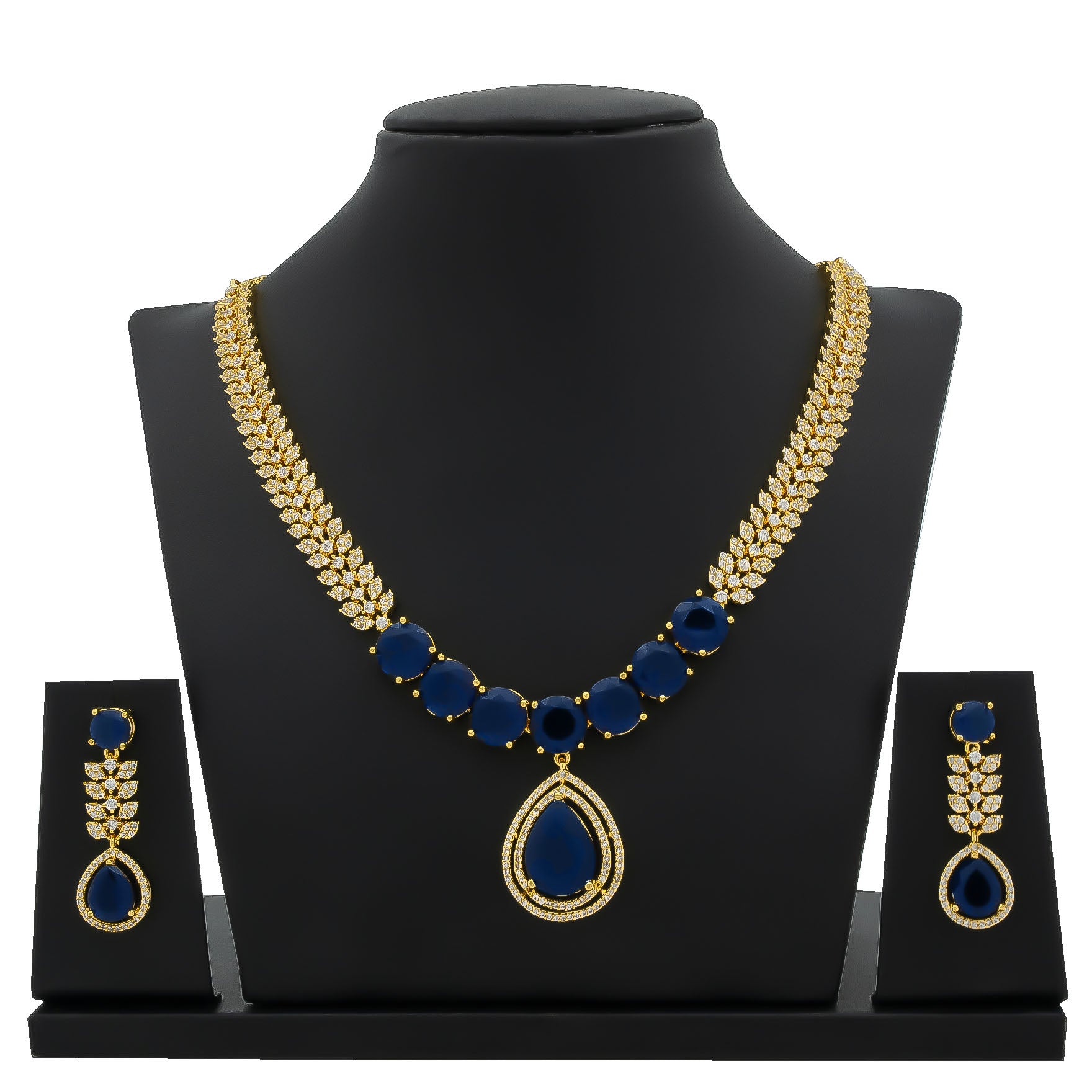 Premiun Stone Necklace with Stud PMSNS61WBL-008, PMSHST78WBL-082