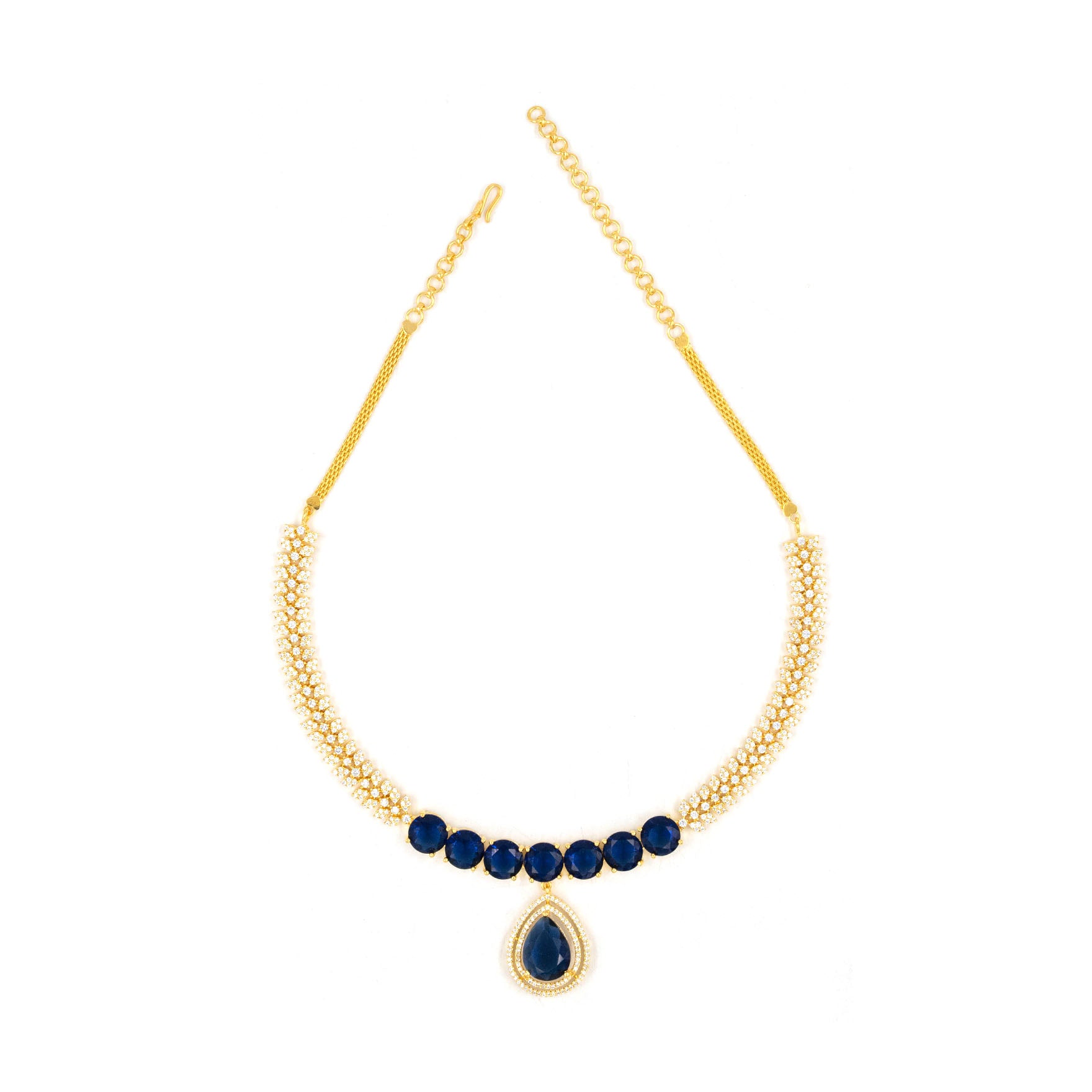 Premiun Stone Necklace with Stud PMSNS61WBL-008, PMSHST78WBL-082