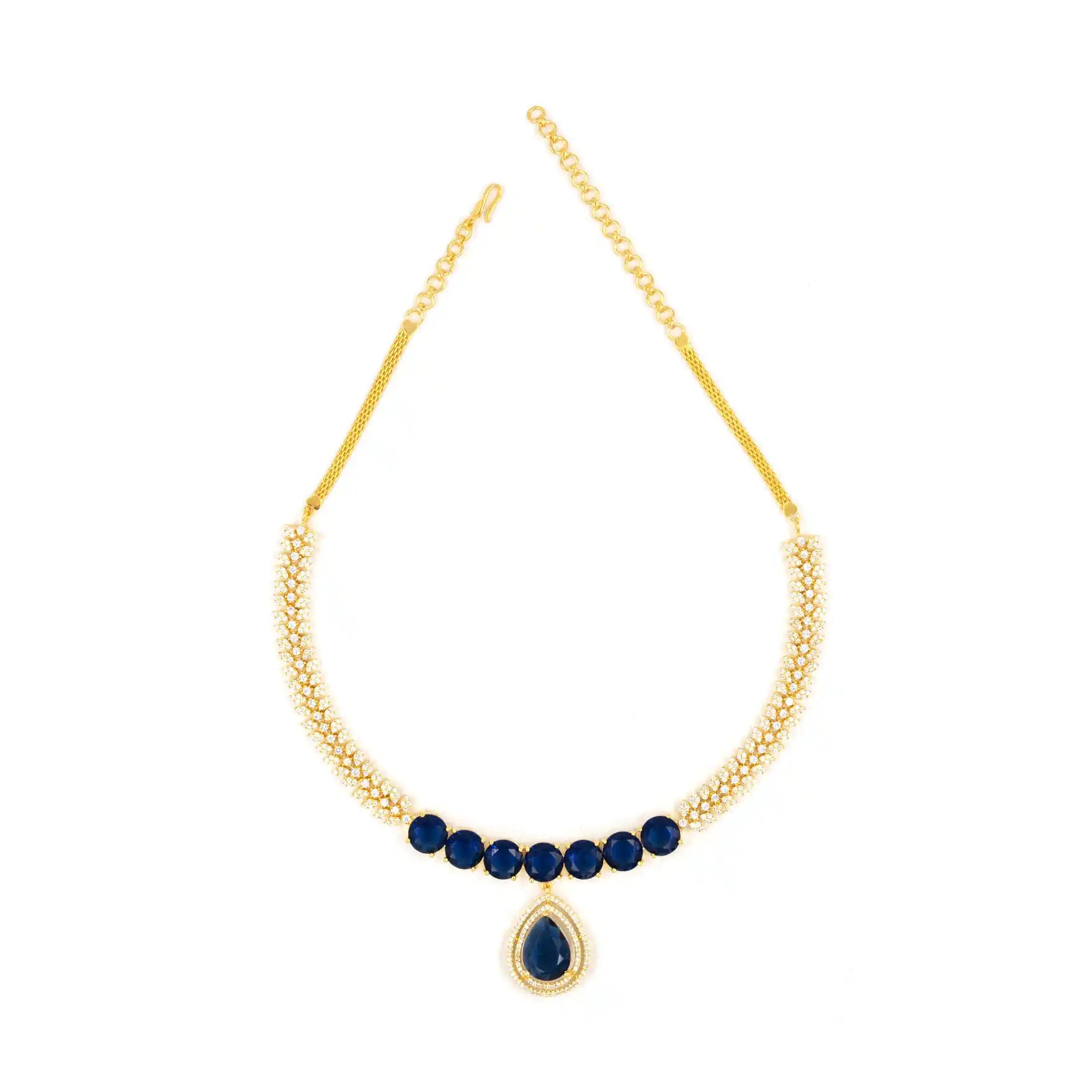 Premiun Stone Necklace with Stud PMSNS61WBL-008, PMSHST78WBL-082