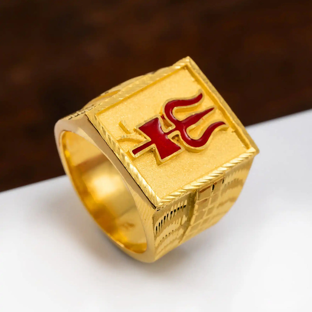 Trishul Men's Ring PGGR2-005 - Gold Plated Jewellery | Parakkat Jewels