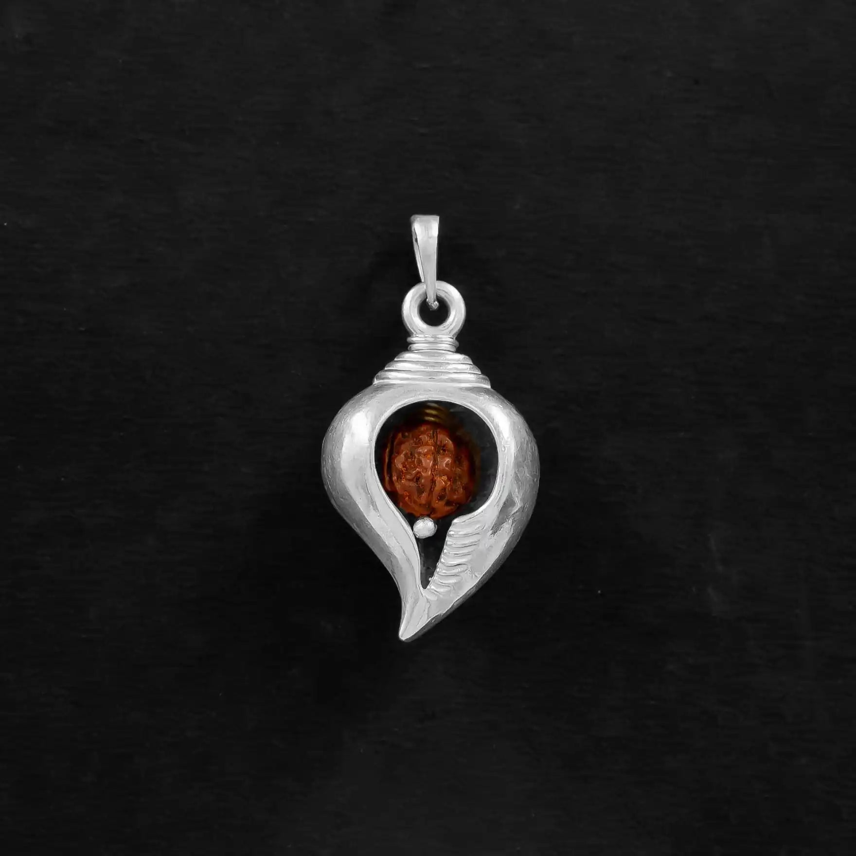 Silver Rudraksham shankh locket MSLRULT