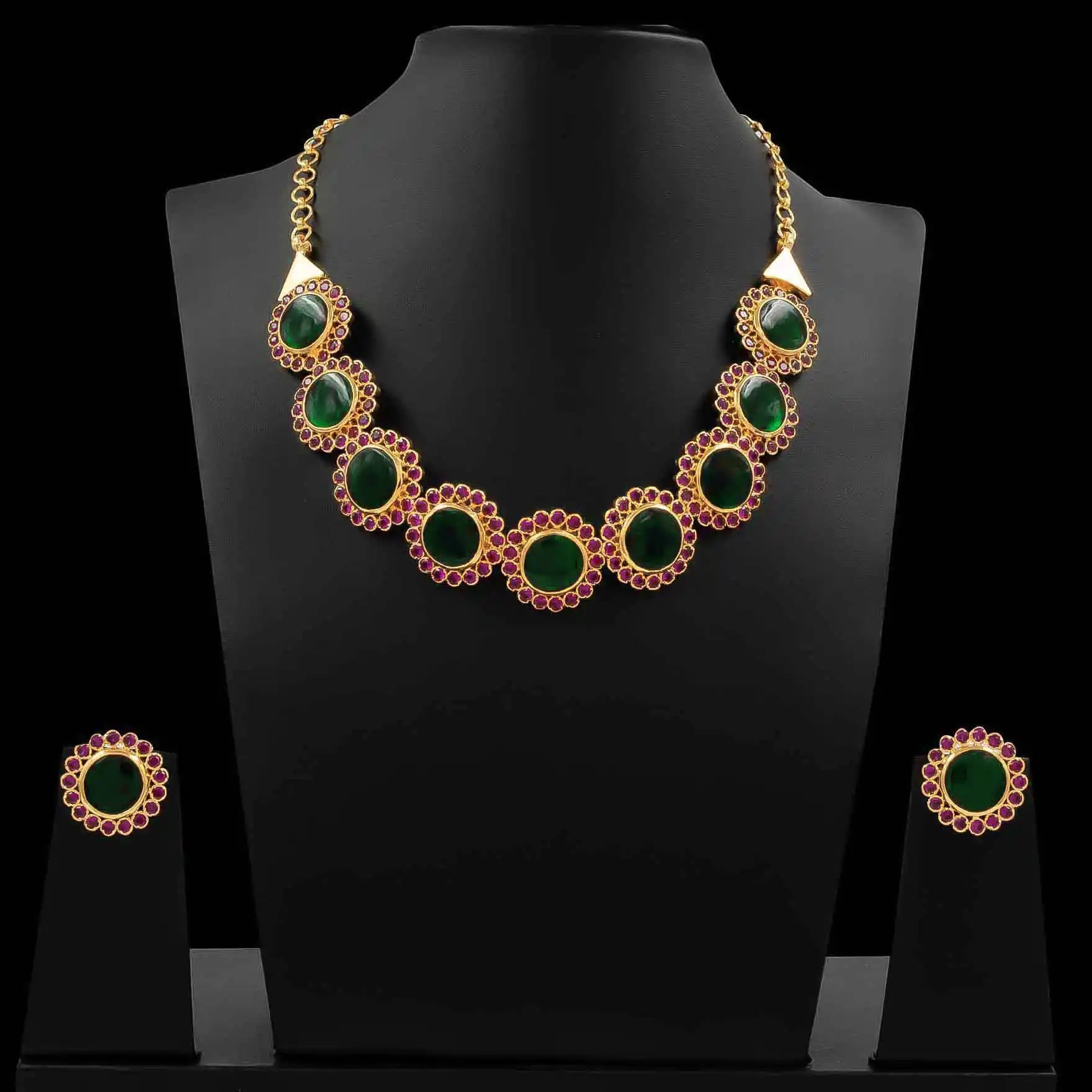 Green Stone Palakka Necklace set