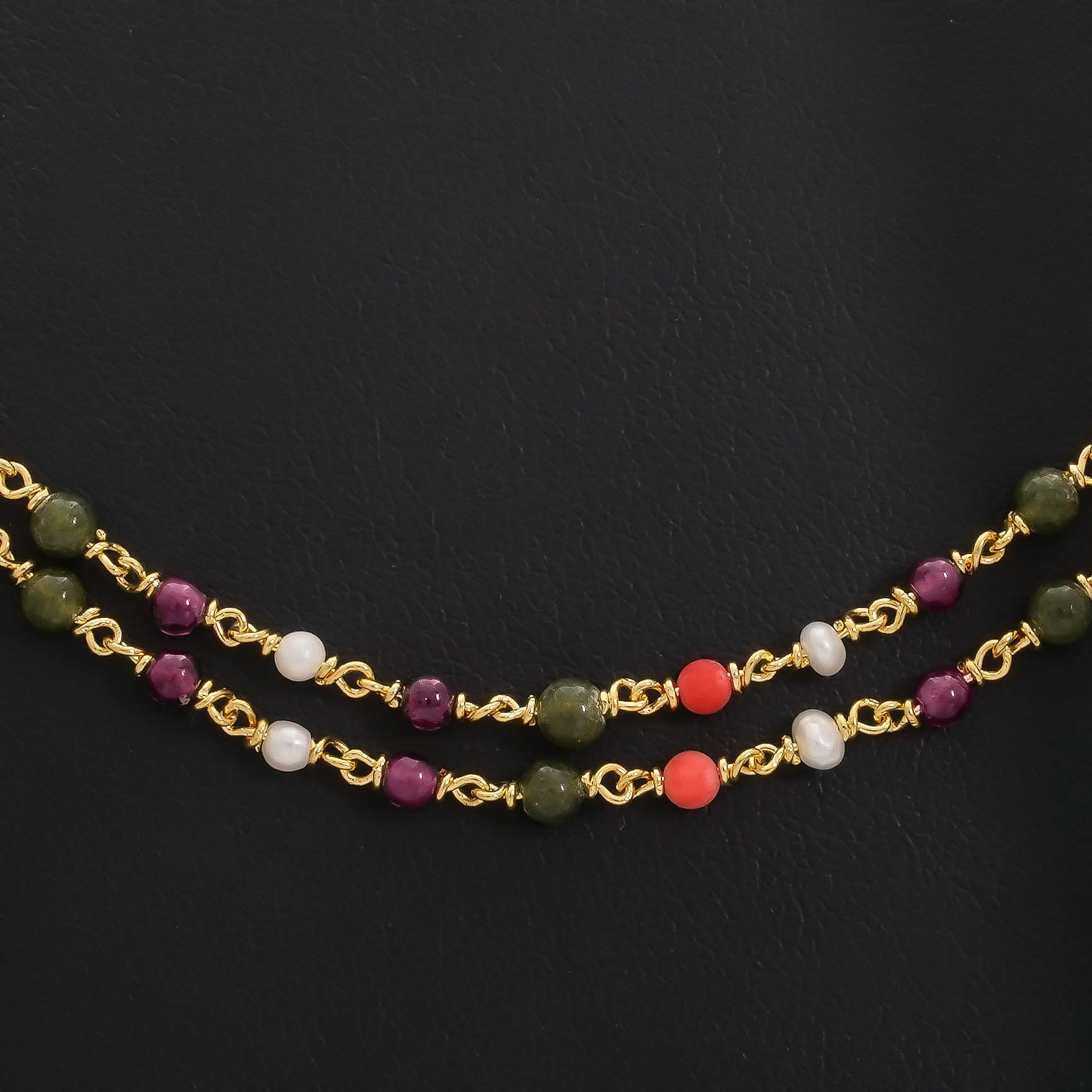 Coral/Pearl Stone Chain PSC10-056