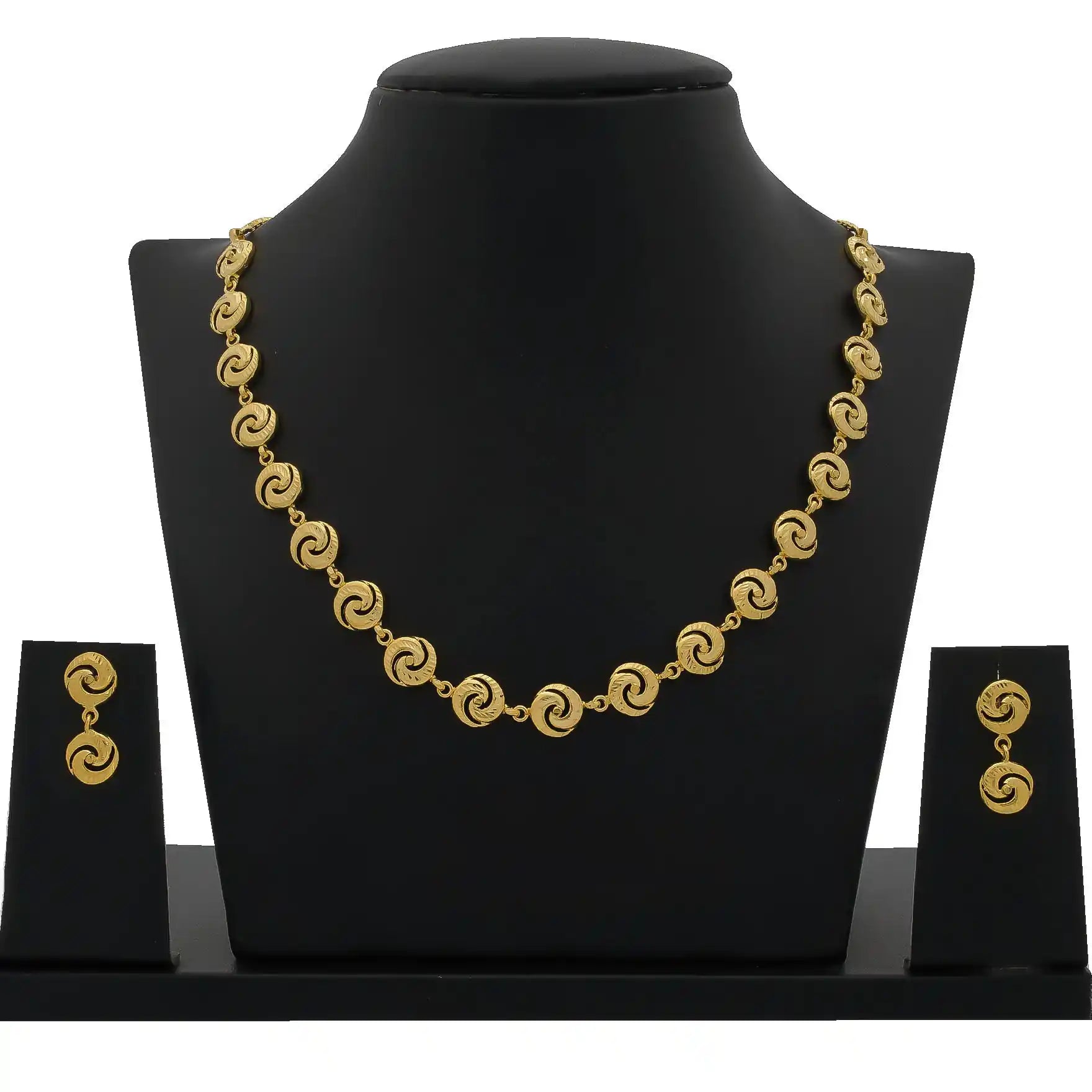 GOLDEN NECKLACE SHORT WITH GOLDEN STUD PGNS118-034, PGHST287-001