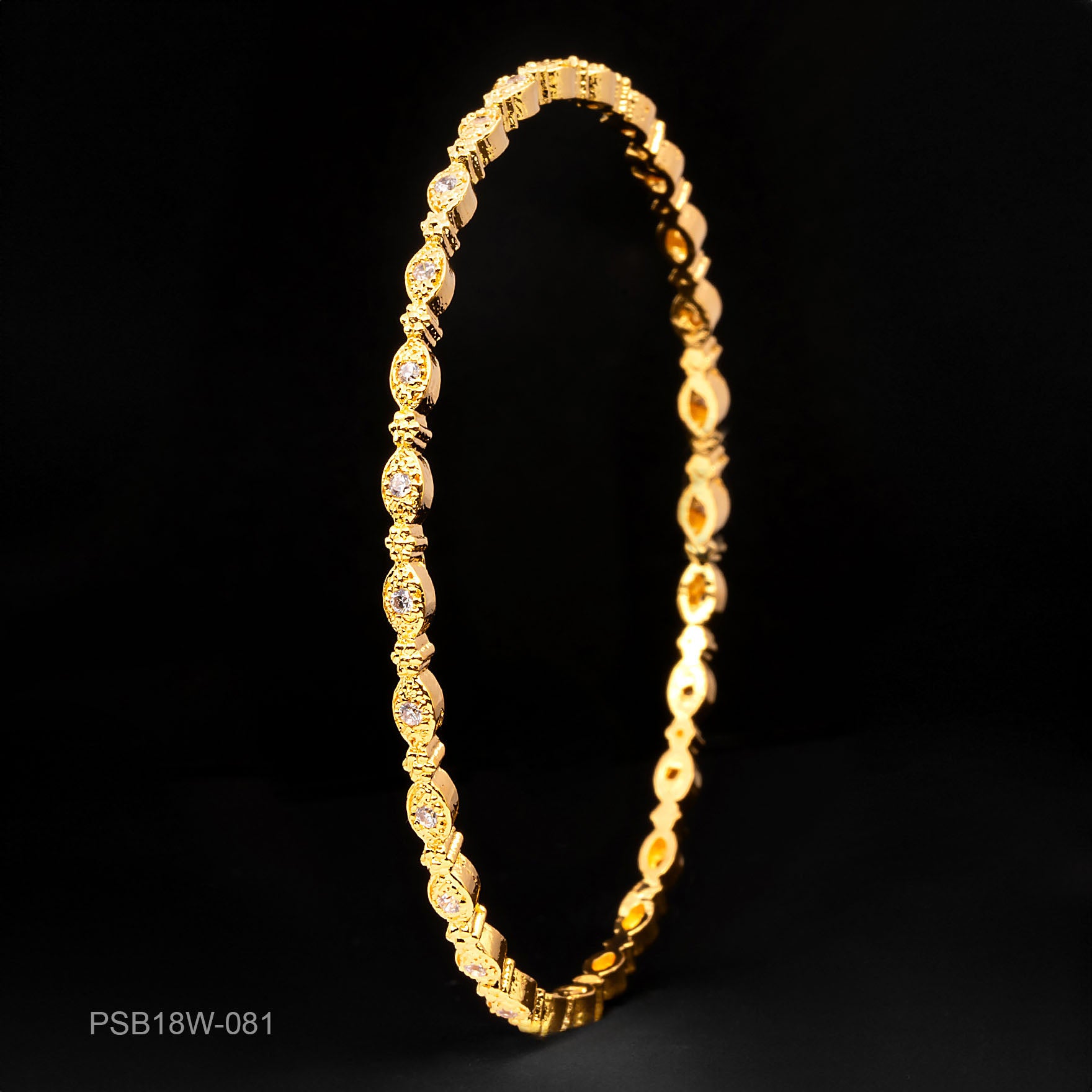 24ct Heavy Gold Layered Stone Bangle PSB18W-081
