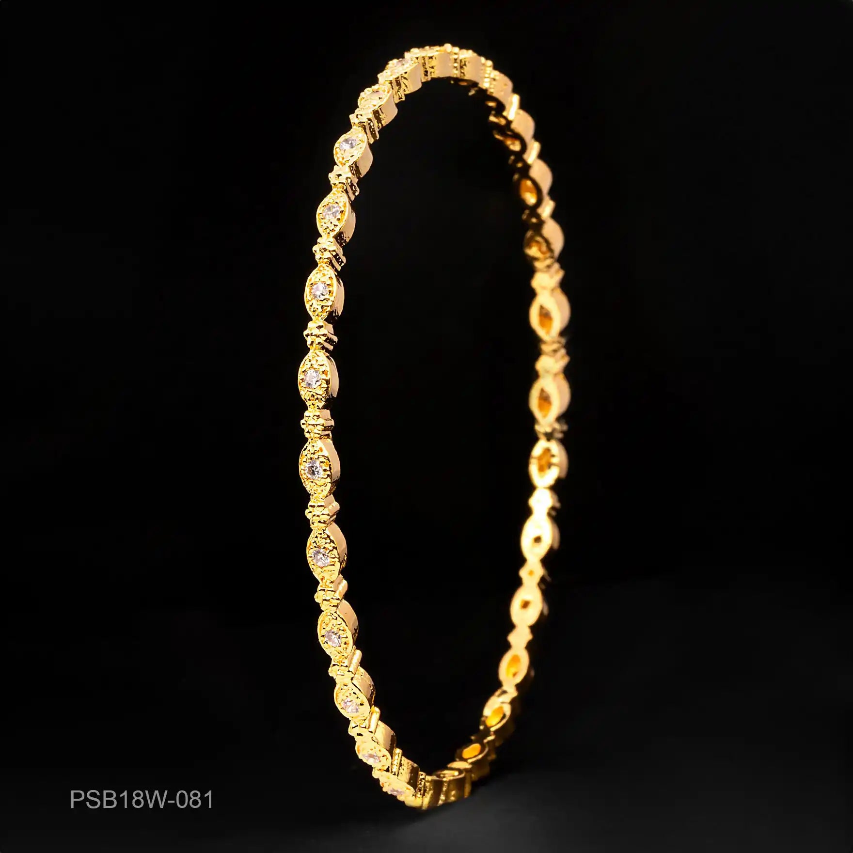 24ct Heavy Gold Layered Stone Bangle PSB18W-081