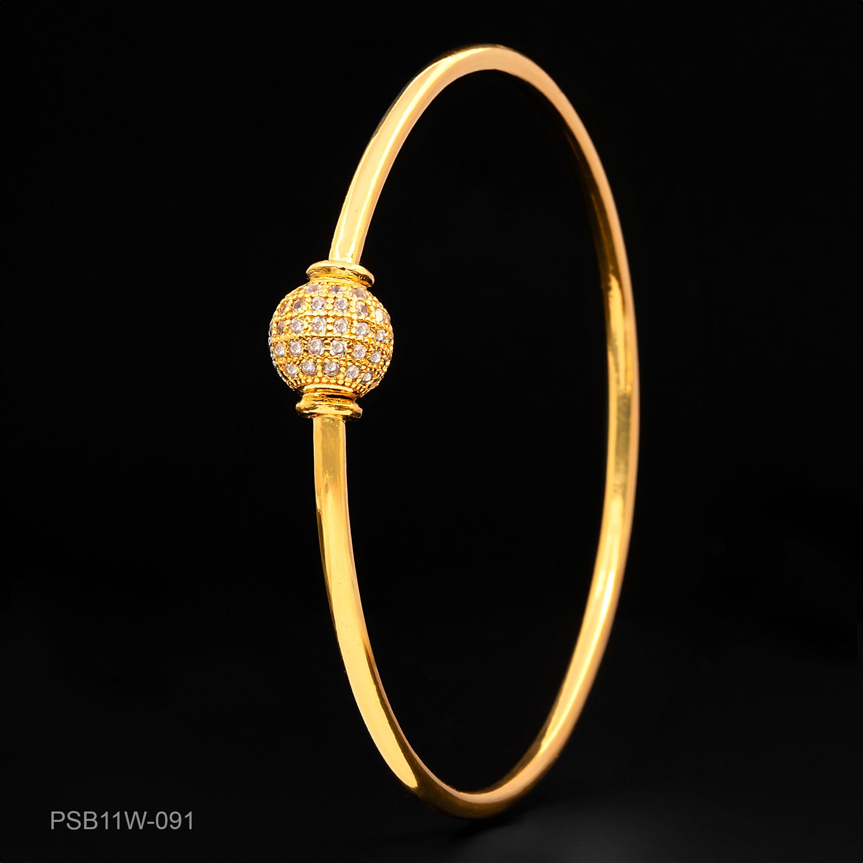 24ct Heavy Gold Layered Stone Bangle PSB11W-091