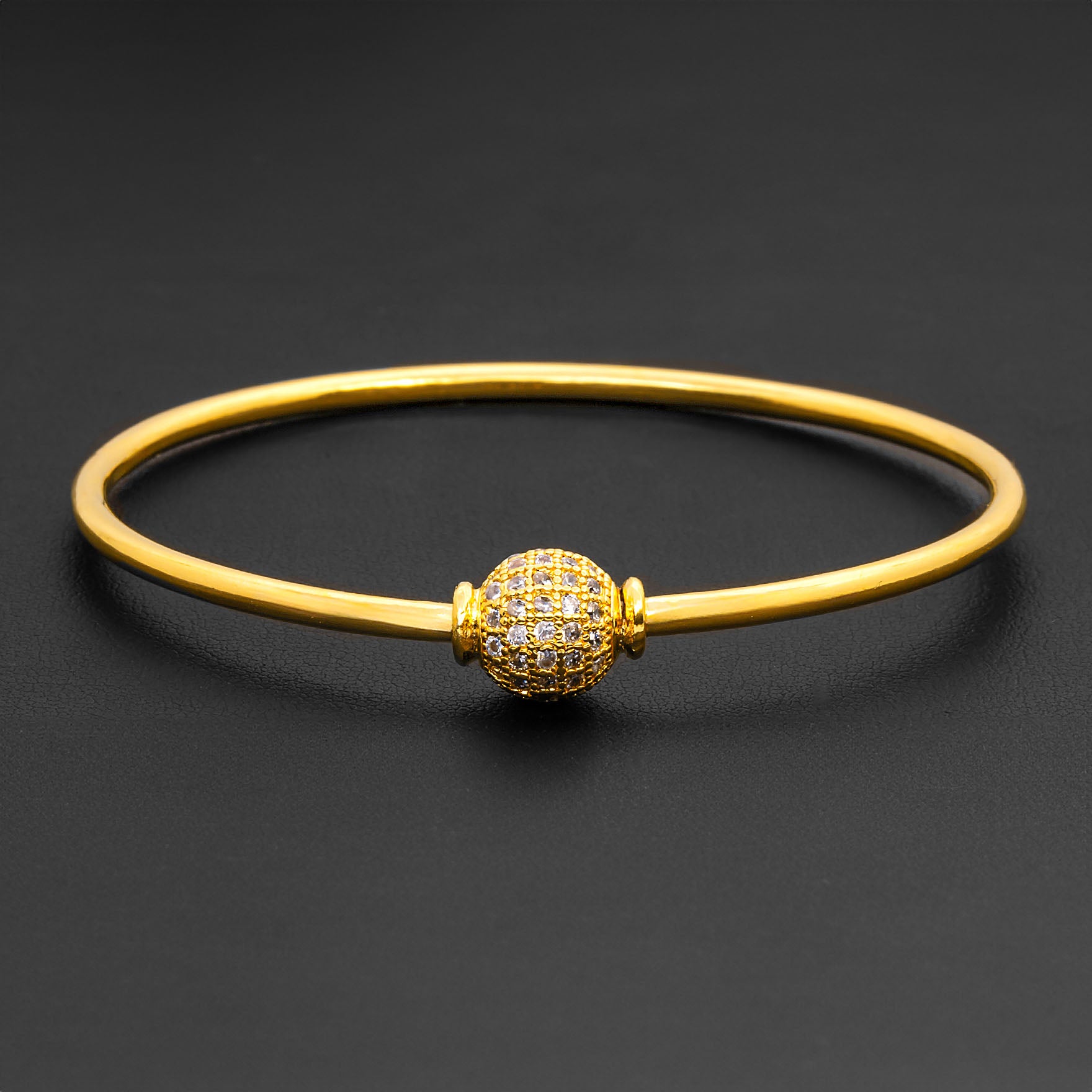 24ct Heavy Gold Layered Stone Bangle PSB11W-091