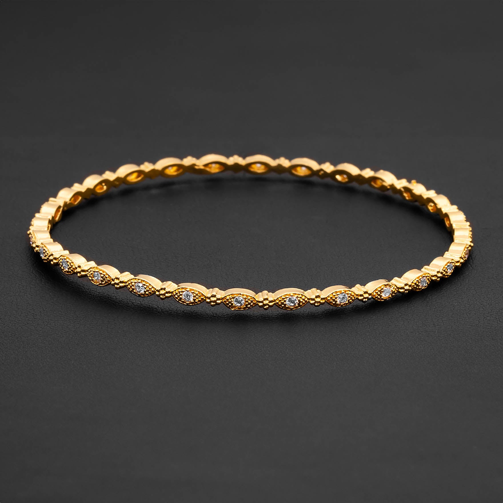 24ct Heavy Gold Layered Stone Bangle PSB18W-081