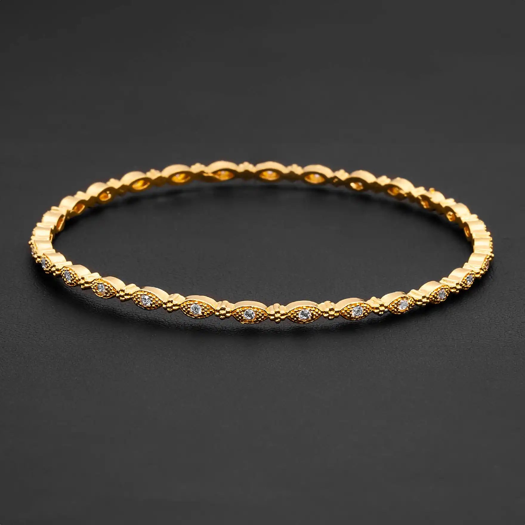 24ct Heavy Gold Layered Stone Bangle PSB18W-081