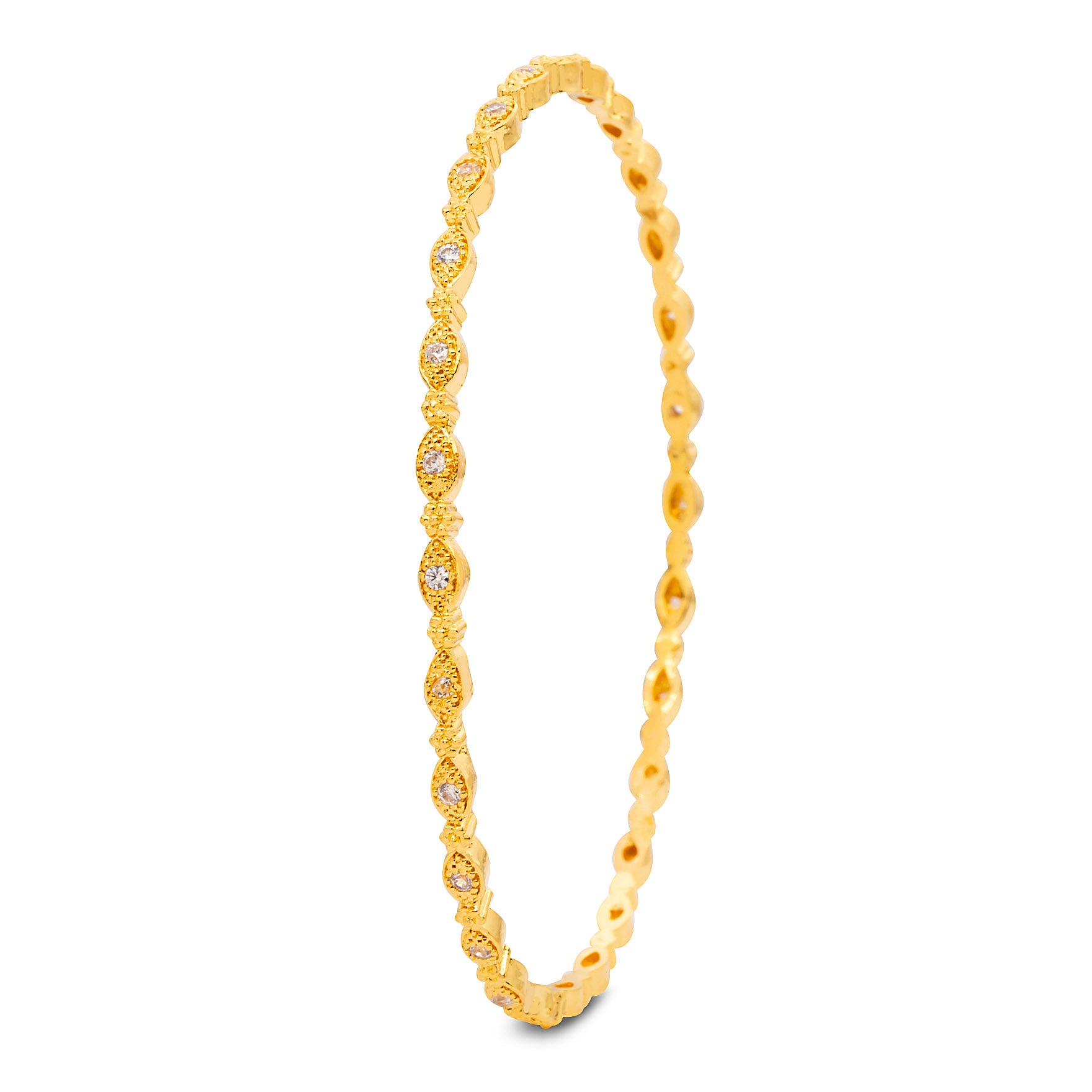 24ct Heavy Gold Layered Stone Bangle PSB18W-081