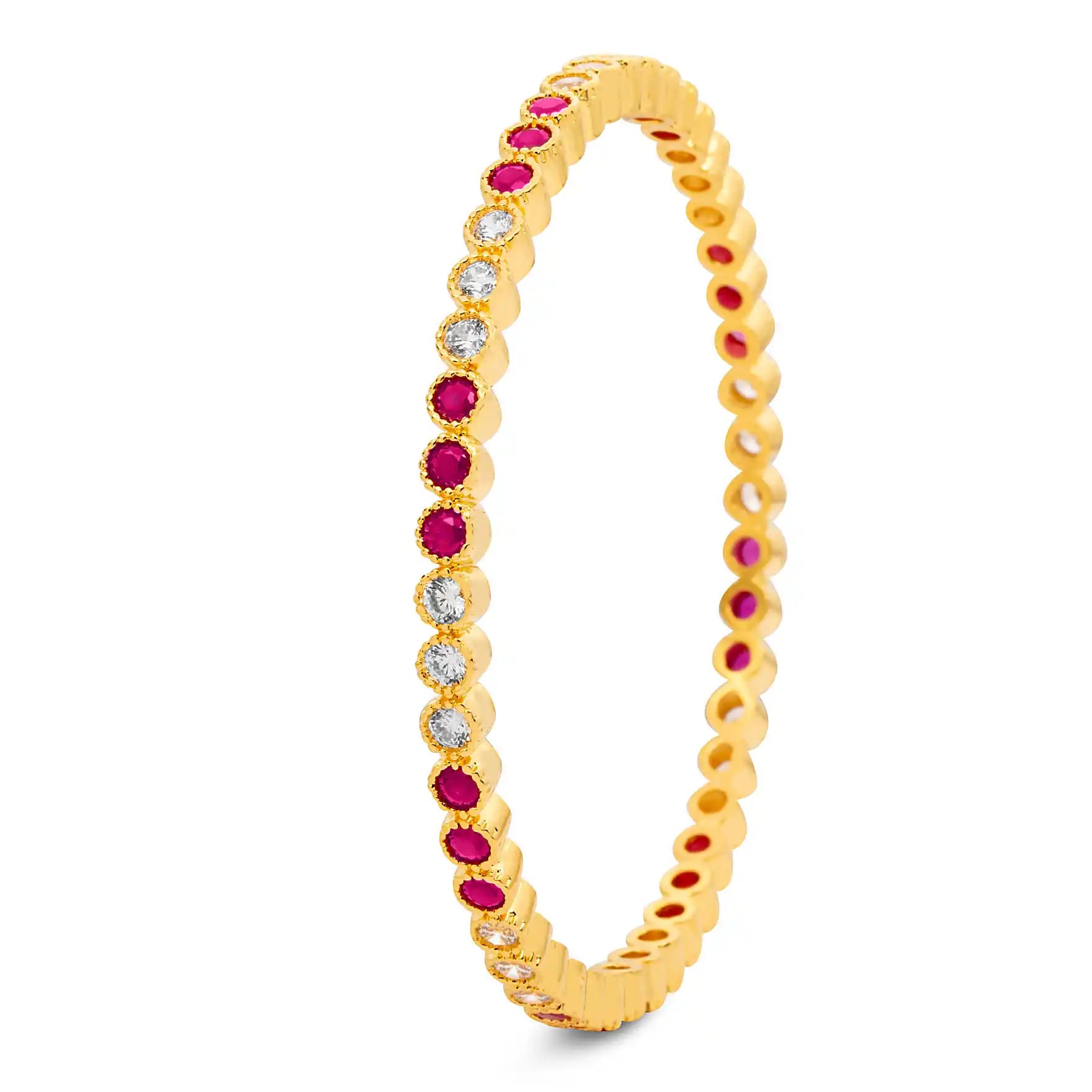 24ct Heavy Gold Layered Stone Bangle PSB4WR-022