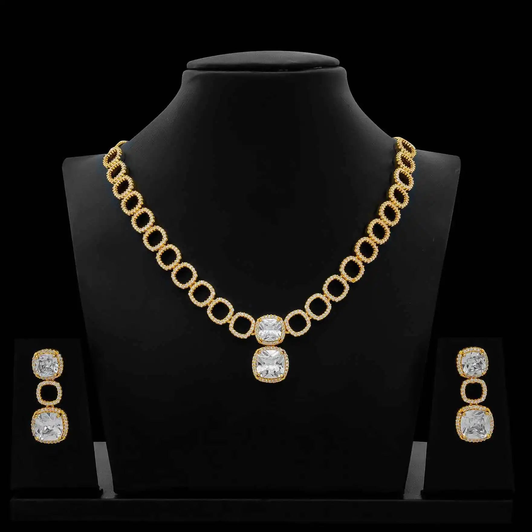 Premiun Stone Necklace with Stud PMSNS68W-008, PMSHST82W-082