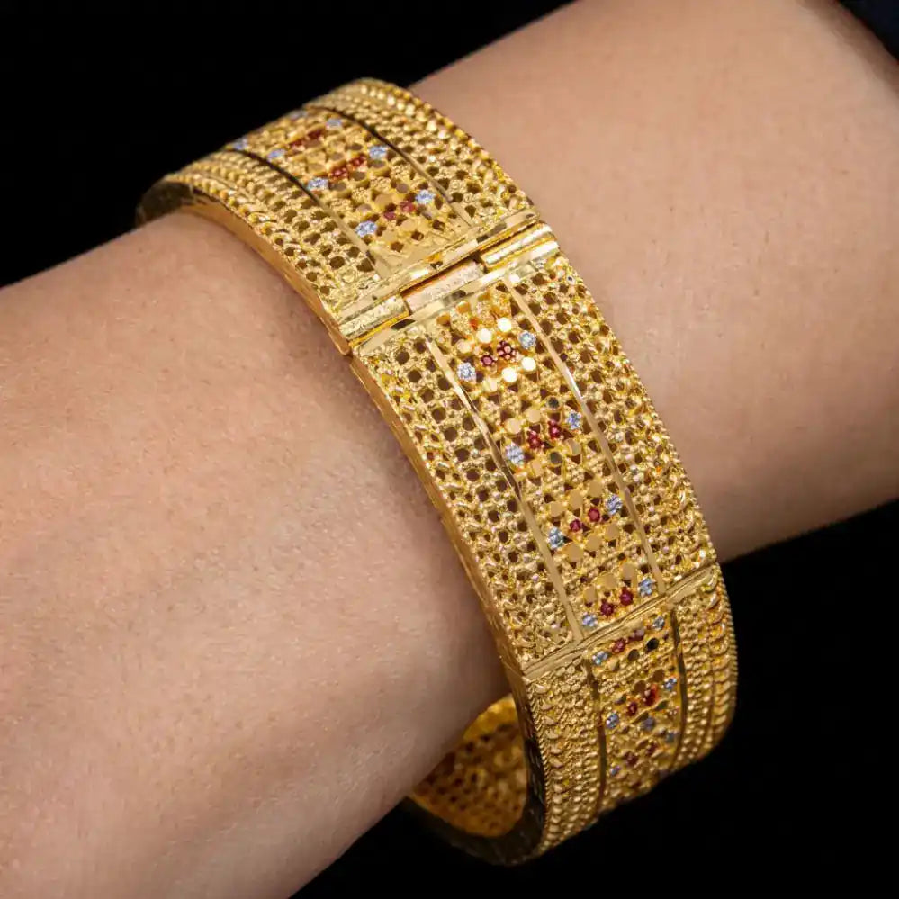 24ct Heavy Gold Layered Enamel Bangle PEB12-091