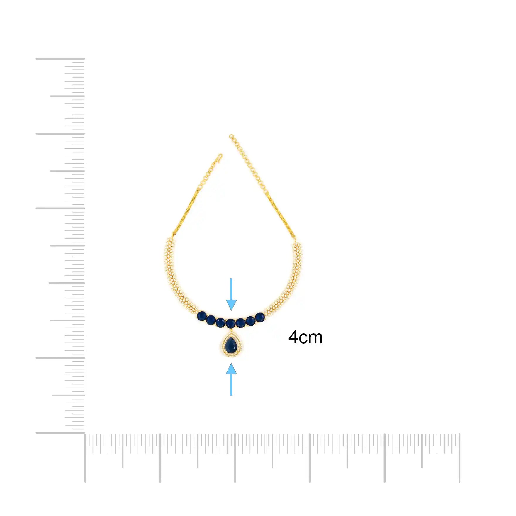 Premiun Stone Necklace with Stud PMSNS61WBL-008, PMSHST78WBL-082