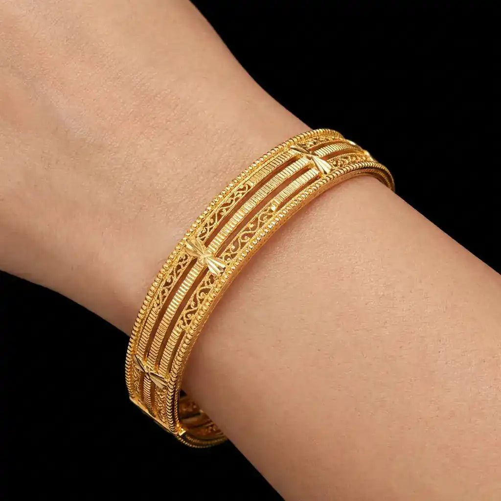 24ct Heavy Gold Layered Enamel Bangle PEB12-091