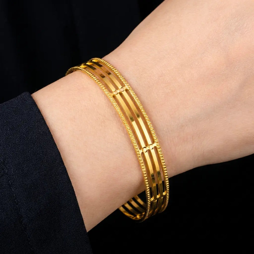 Triple Rail Bangle Gold Layered