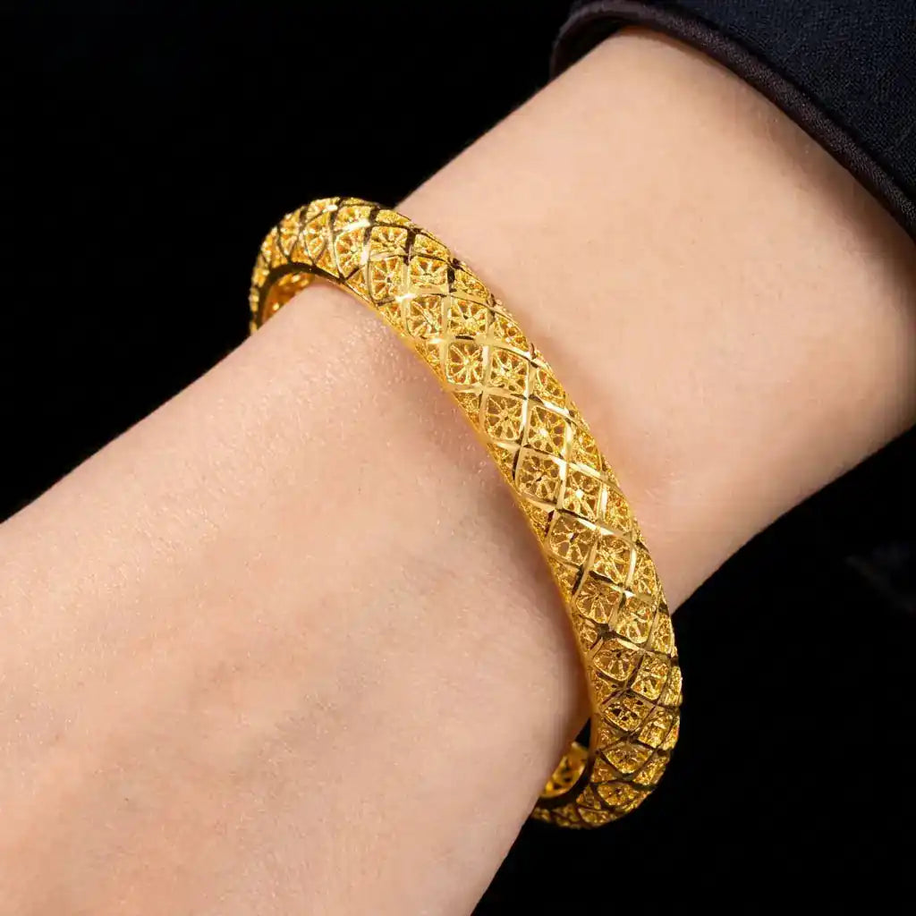 24ct Heavy Gold Layered Enamel Bangle PEB12-091