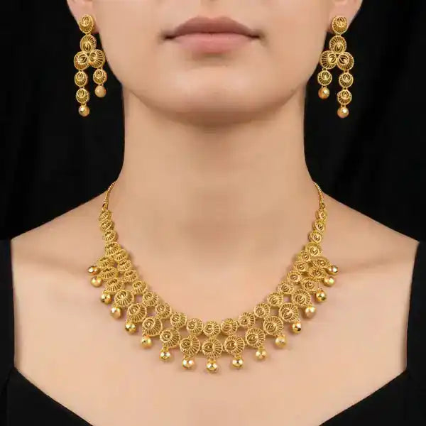 GOLDEN NECKLACE SHORT WITH GOLDEN STUD PGNS15-085, PGHST6-061