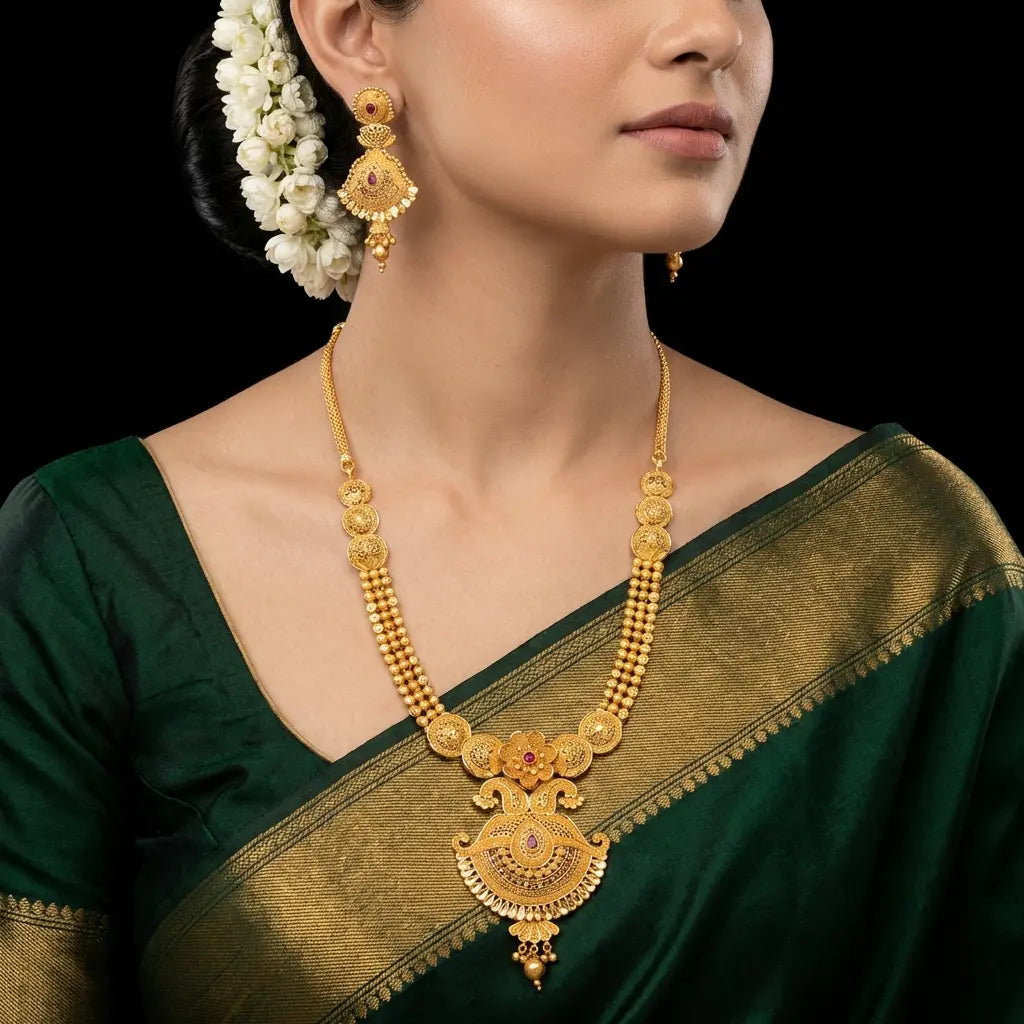 Gold Necklace PENS7R-035 with stud PESHST86R-071