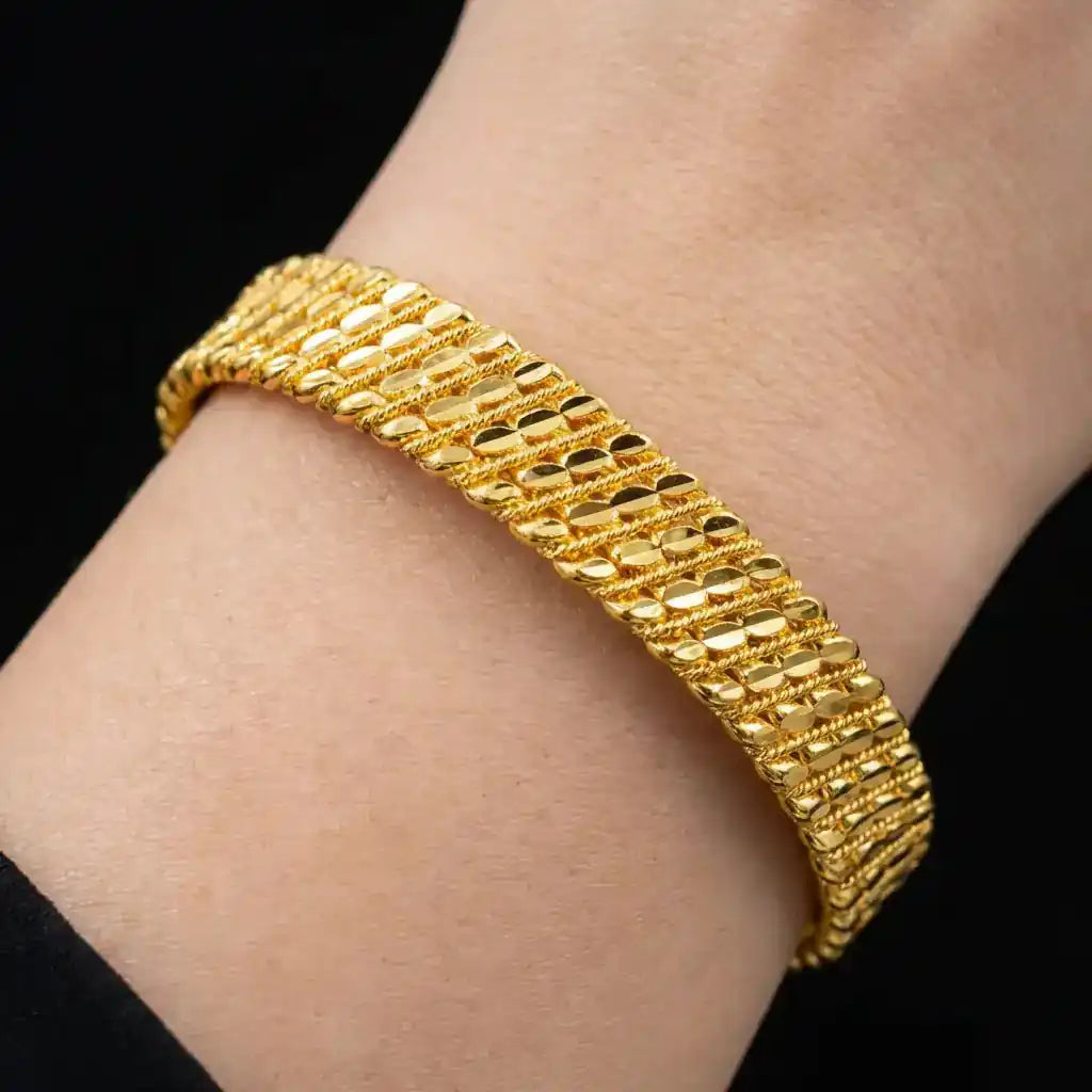 24ct Heavy Gold Layered Enamel Bangle PEB12-091