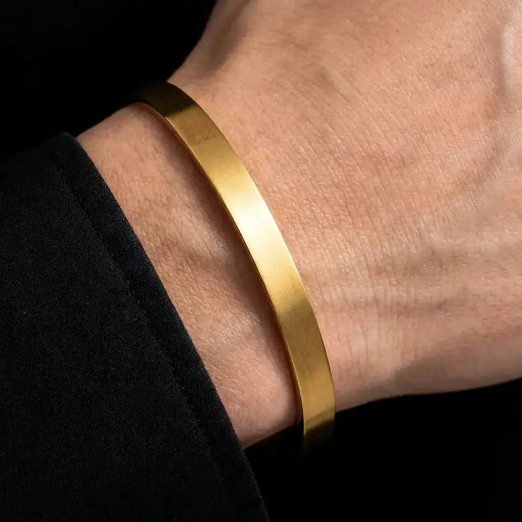 Bevel Plain Gents Bangle Gold Layered