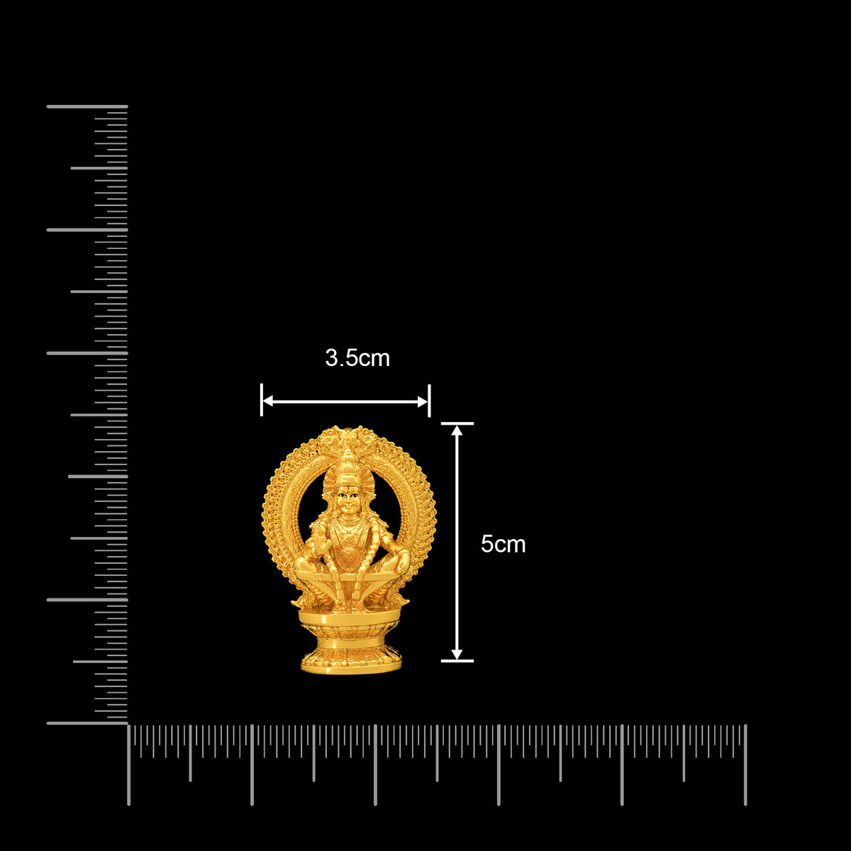 Arch Halo Seated Ayyappa Brass Idol Gold Layered