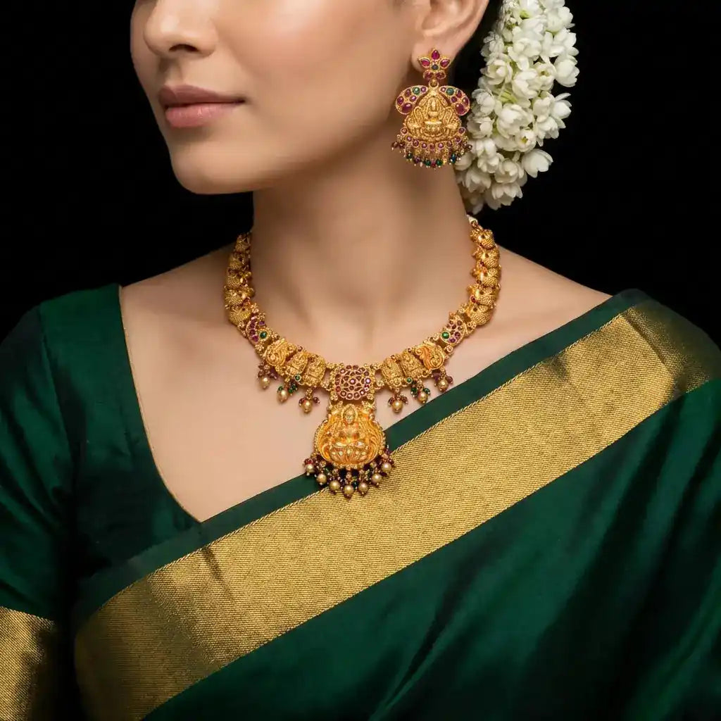 Necklace PSGRNSSR14RG-039 ,PSGRHSTSR2RG-023 — Gold Plated Jewellery | Parakkat Jewels