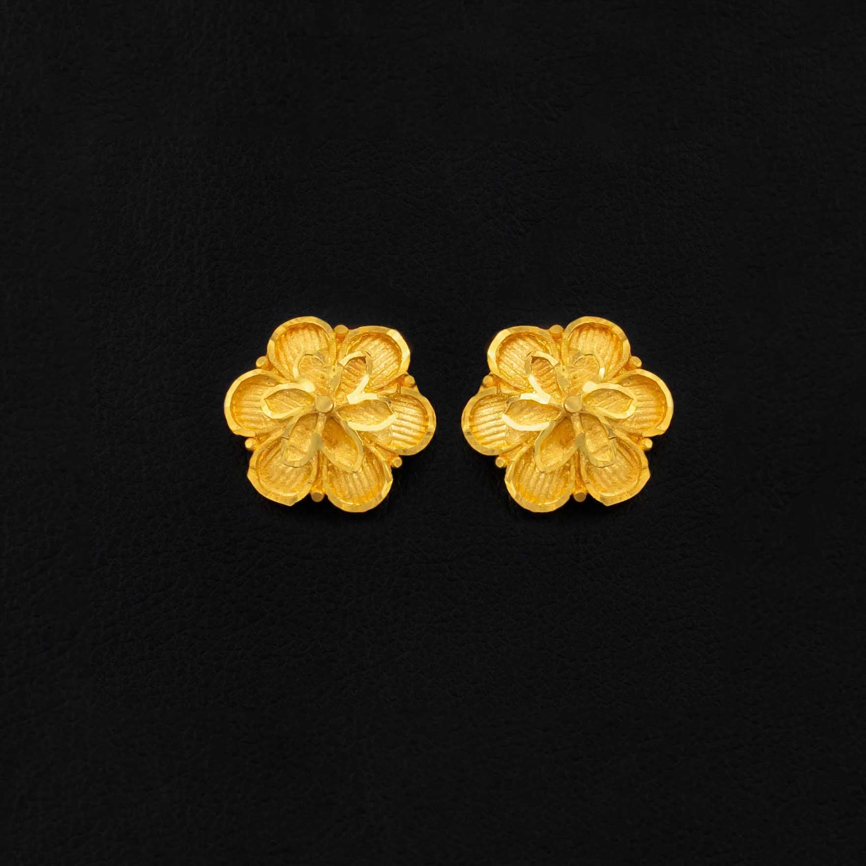 Flower Shape Gold Layered Studs Jewellery | Parakkat Jewels