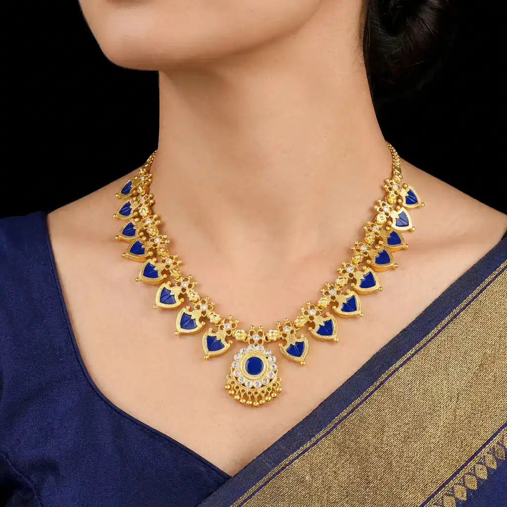 Palakka Blue Stone Necklace PSPKNPBL1-085