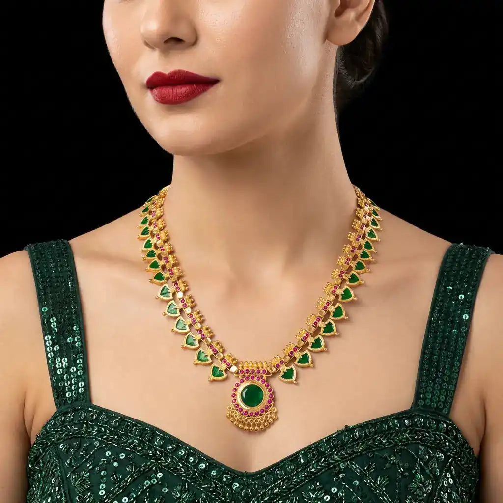 Palakka Green Stone Necklace PSPKNPG7-0631