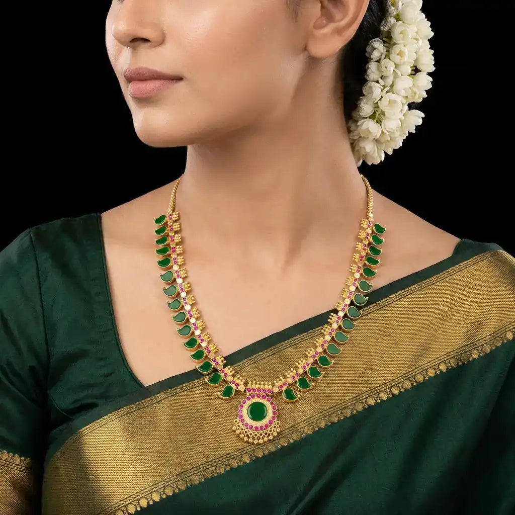 Palakka Mango Green Stone Necklace PSPKNMG10-0631
