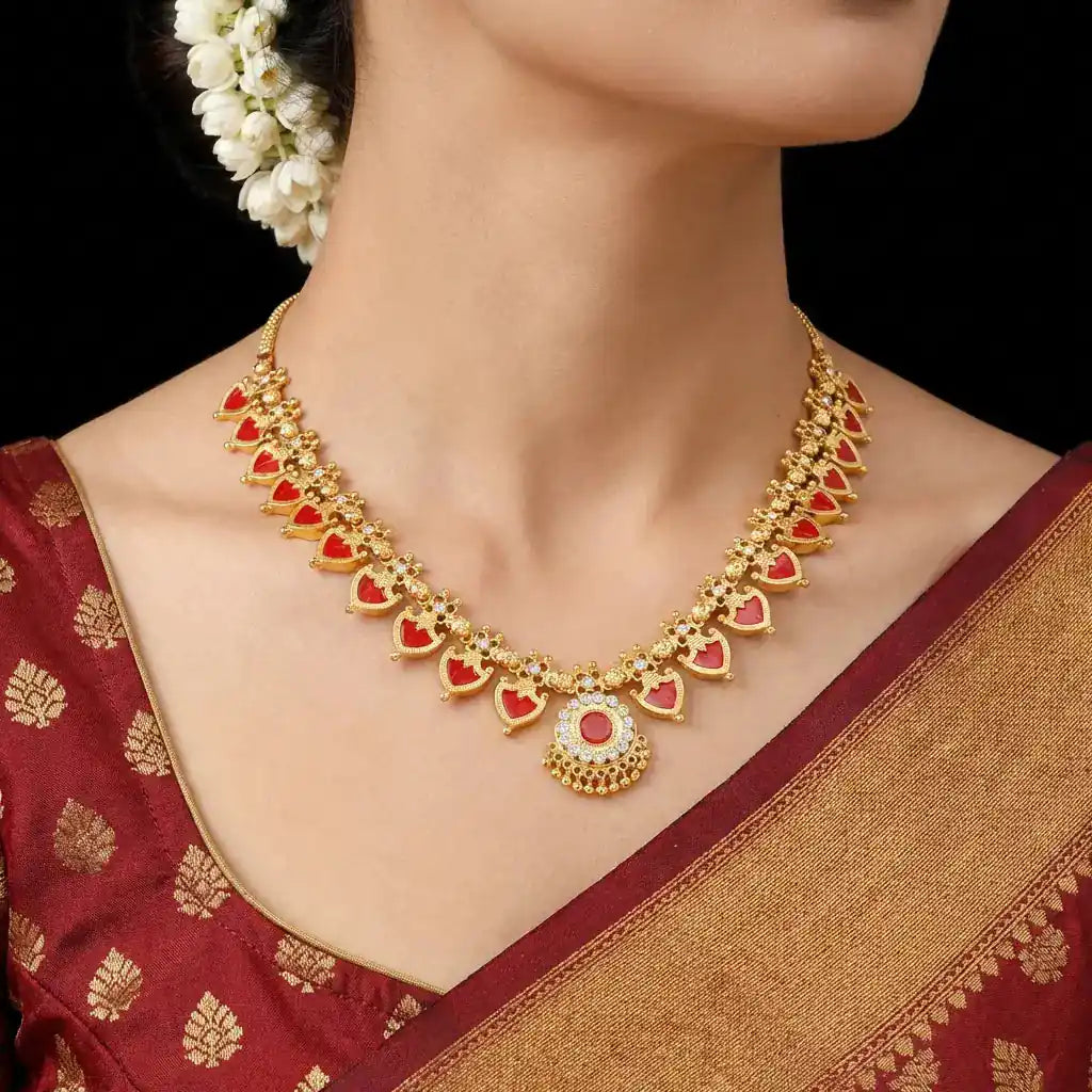 Palakka Red Stone Necklace PSPKNPX2-046