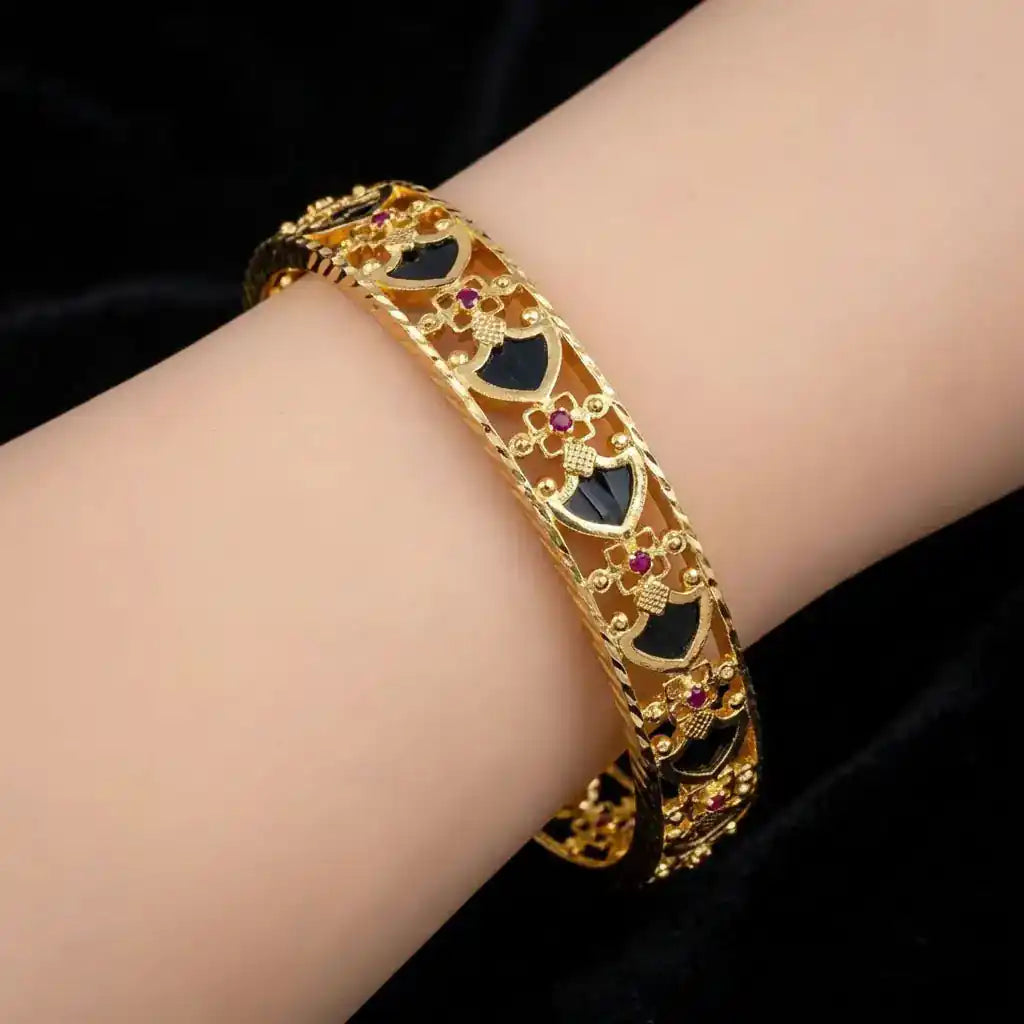 Palakka Stone Bangle PSPKBPG19-013 — Gold Plated Jewellery | Parakkat Jewels