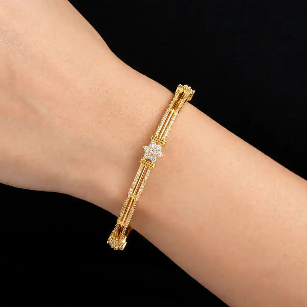 24ct Heavy Gold Layered Enamel Bangle PEB12-091