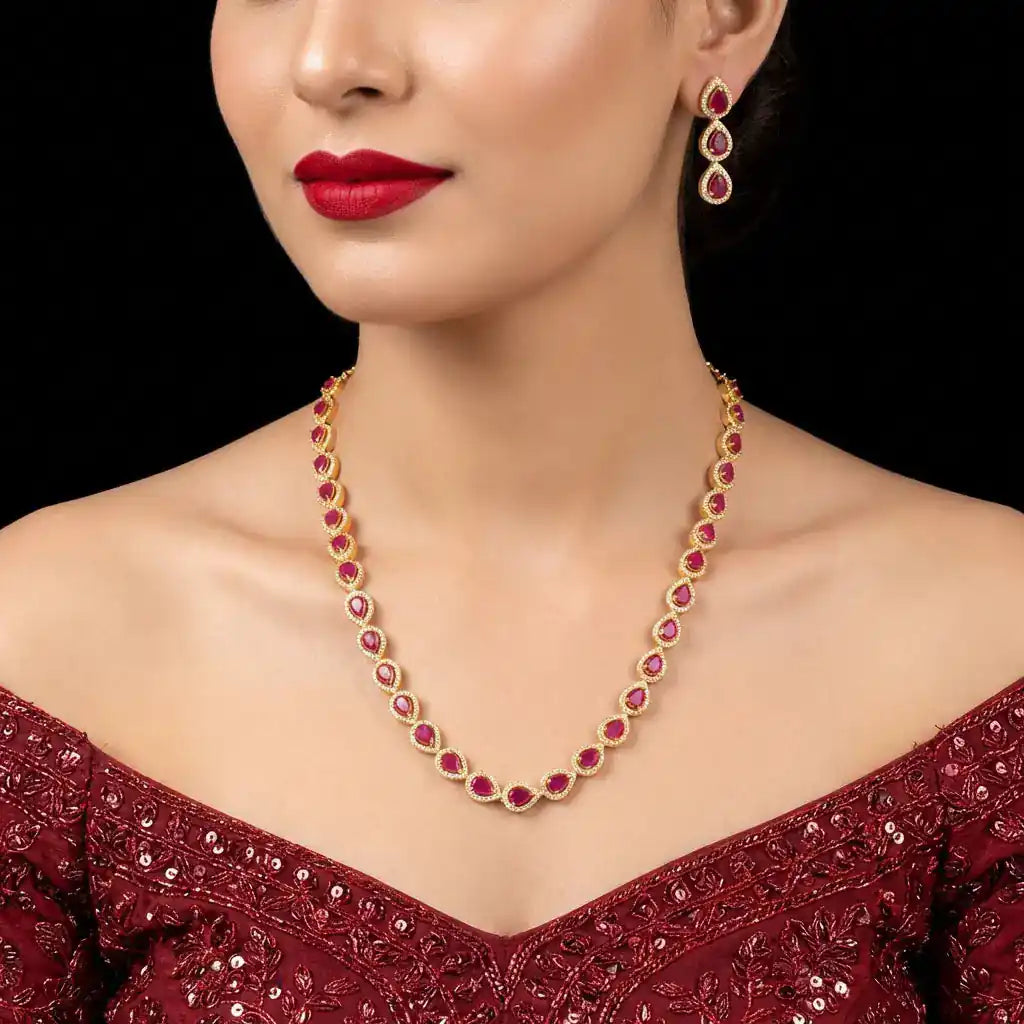 Premium Stone Necklace with Stud PMSNM1WR-0031, PMSHST30WR-022
