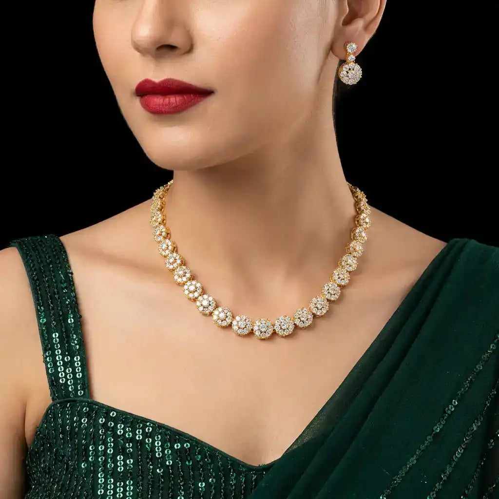 Premium Stone Necklace with Stud PMSNS28W-008, PMSHST36W-022