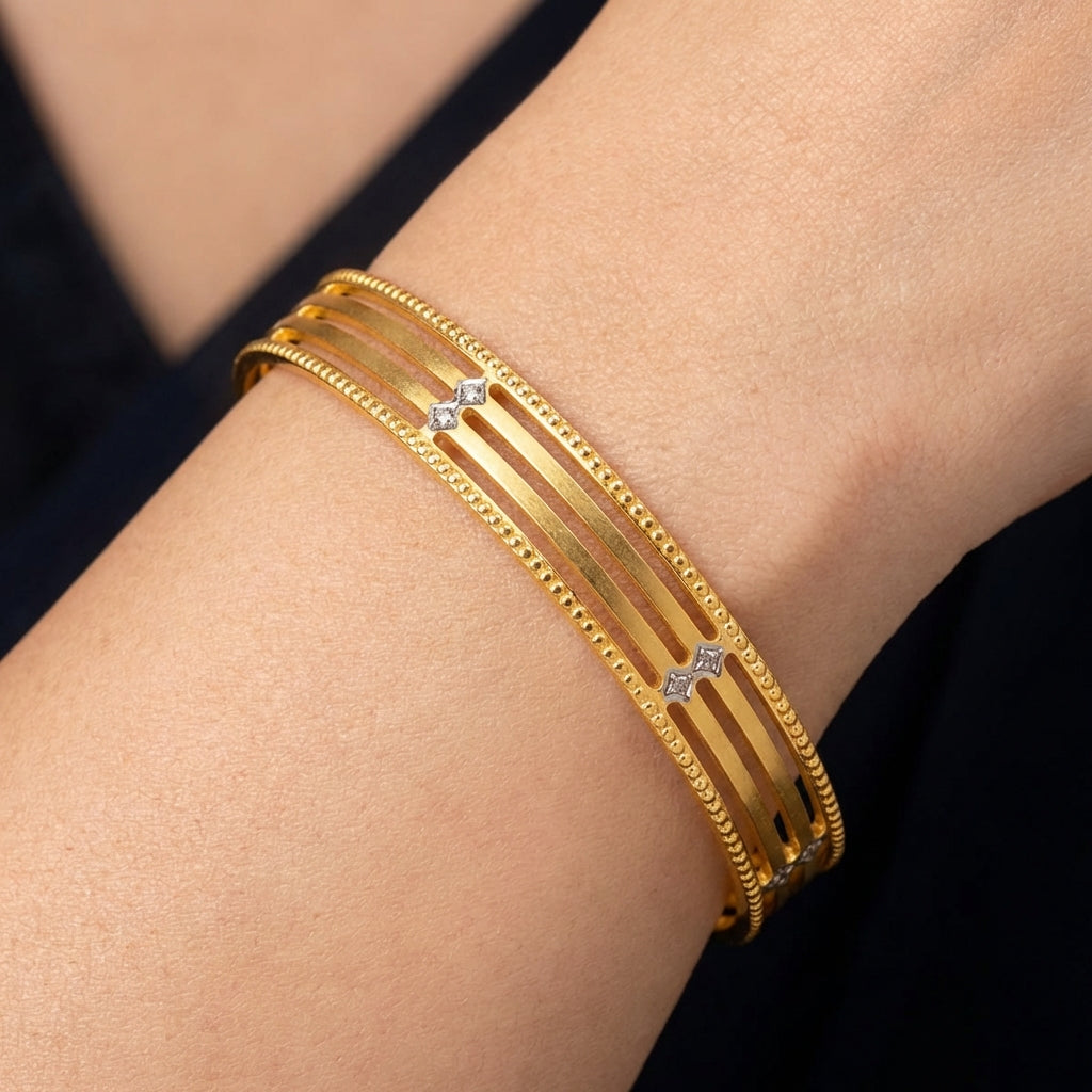 RHODIUM GOLDEN BANGLE PRGB139-091