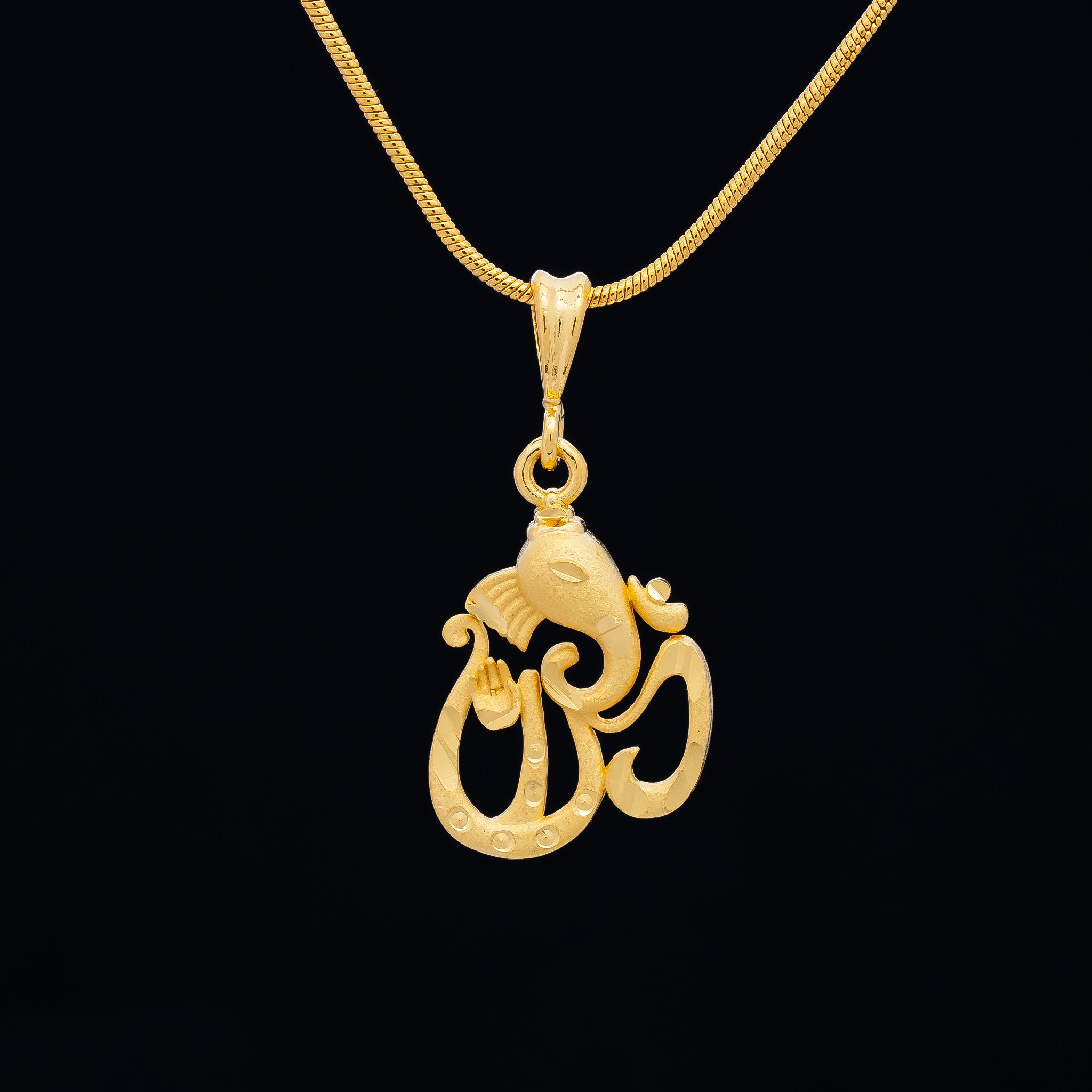 Om with Lord Ganesha gold pendant PGLT9-021