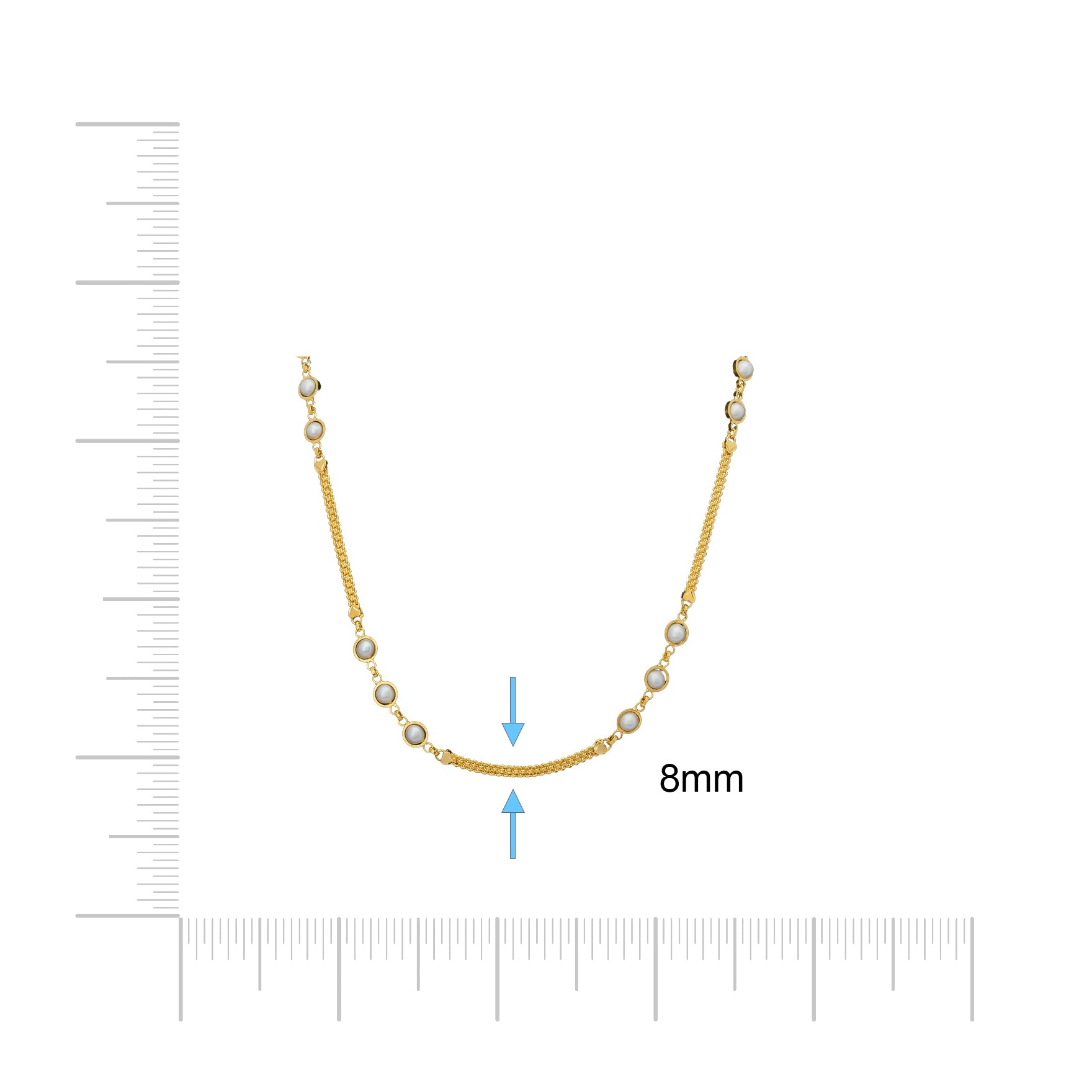 Classic Pearl Chain with Golden Bezels PSC1-095