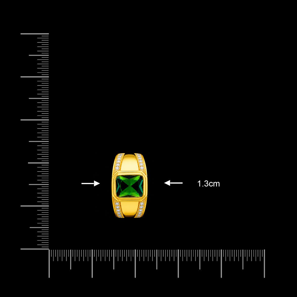 Gents Emerald Colour Bezel Signet Ring Gold Layered