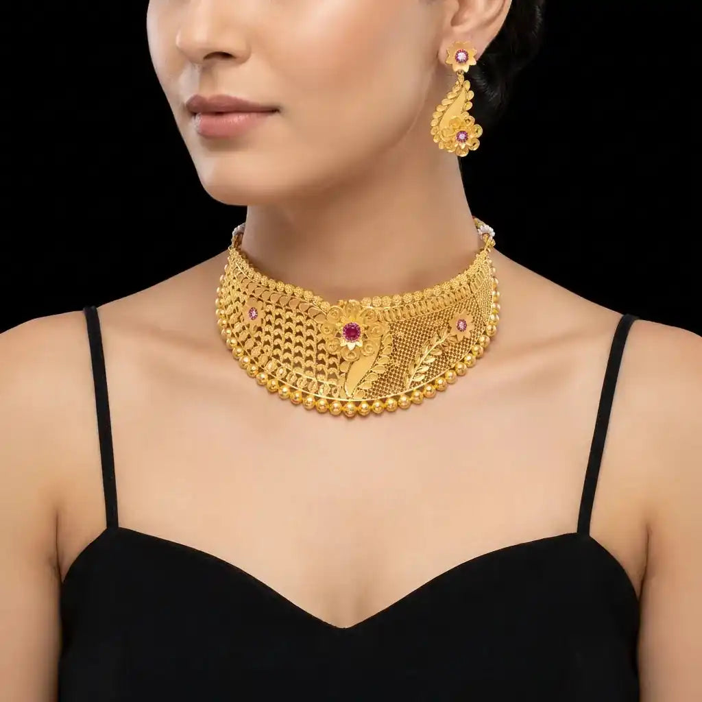 STONE NECKLACE LONG WITH GOLDEN STUD PSNS14WR-0321, PSHST62WR-081