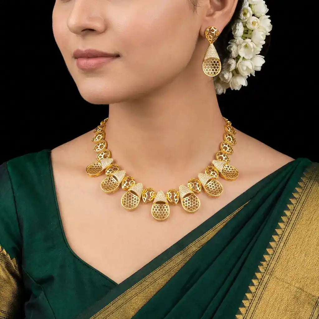 STONE NECKLACE WITH STUD PSNS108W-036,PSHST136W-061