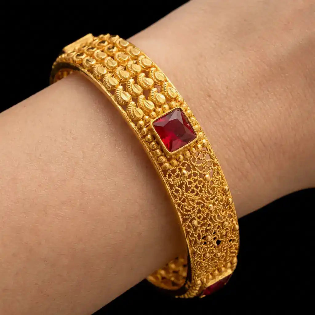 Sreshta Bangle PSGRBSR3R-006 — Gold Plated Jewellery | Parakkat Jewels