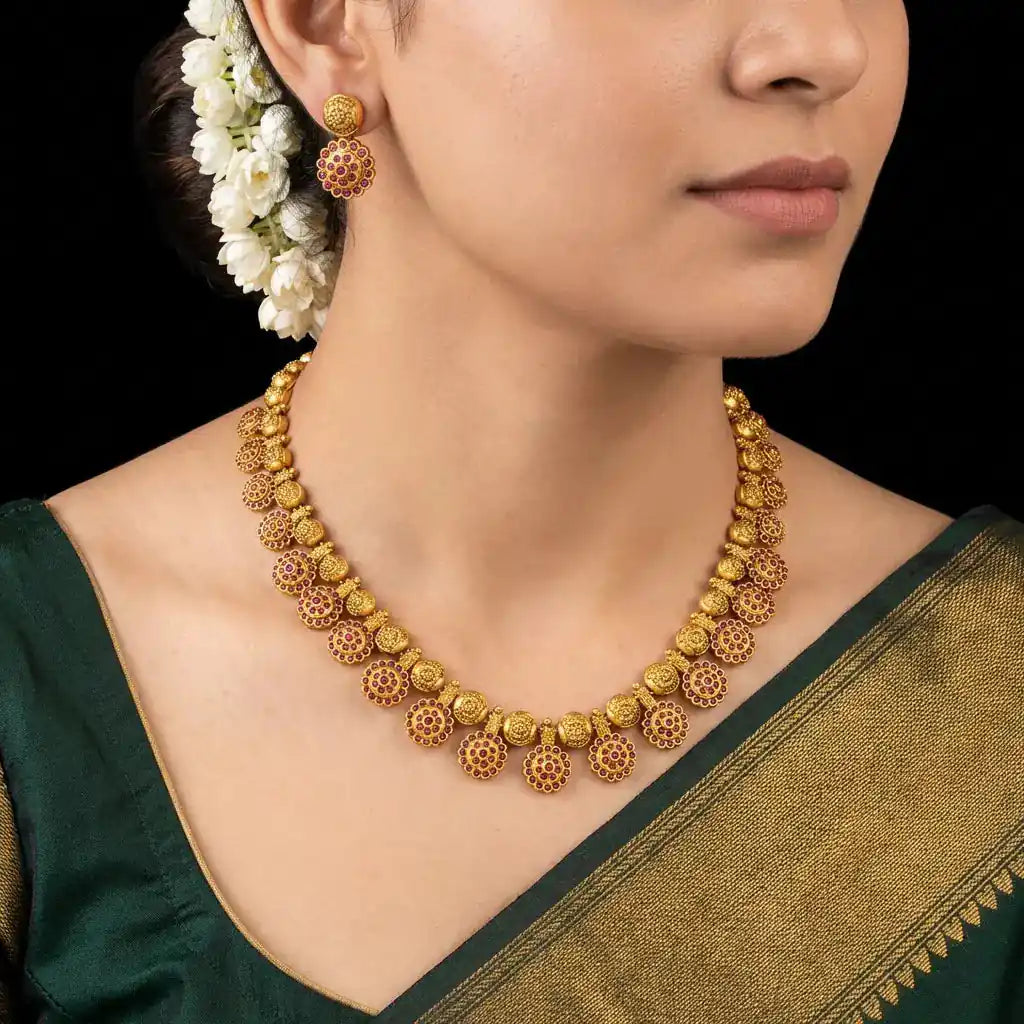 Sreshta Gheru Necklace wit Stud PSGRHSTSR24R-061, PSGRNLSR82R-0631