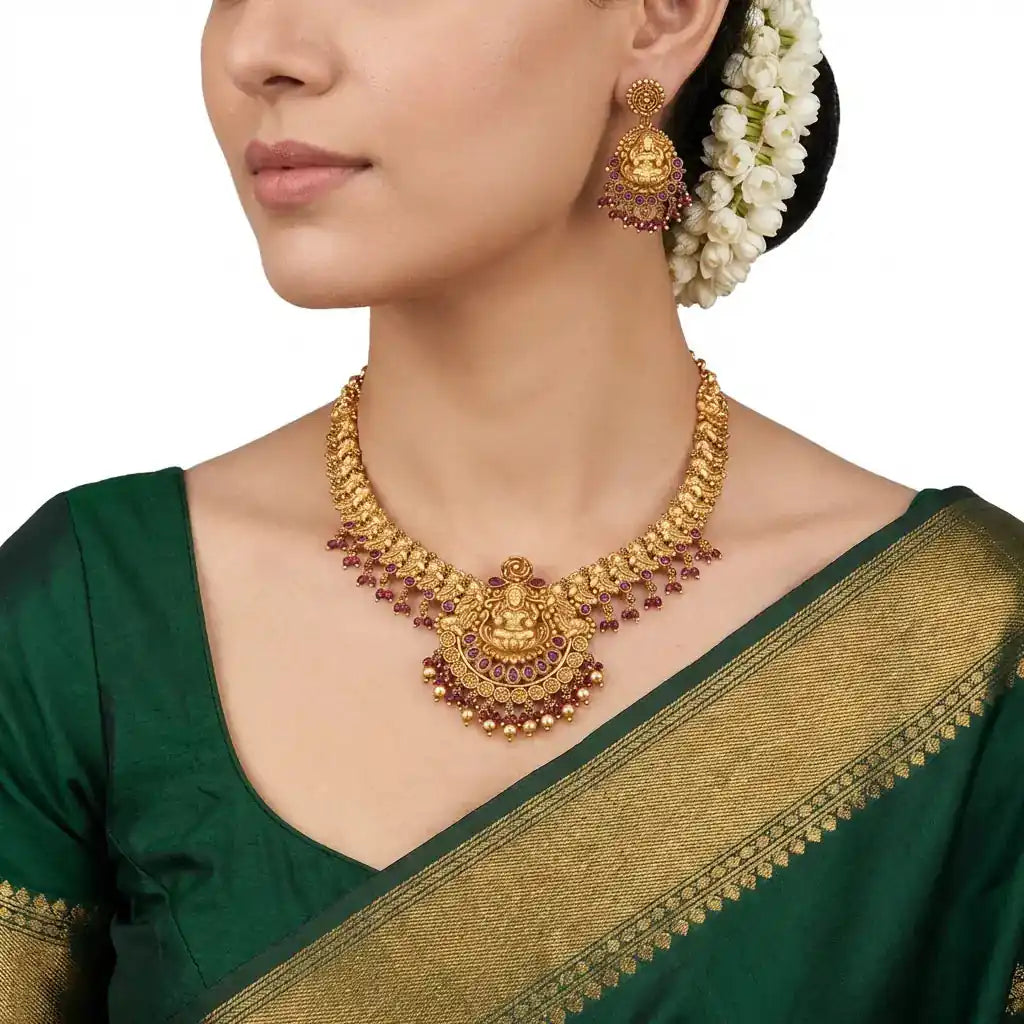 Sreshta Necklace PSGRNSSR23R-039 — Gold Plated Jewellery | Parakkat Jewels