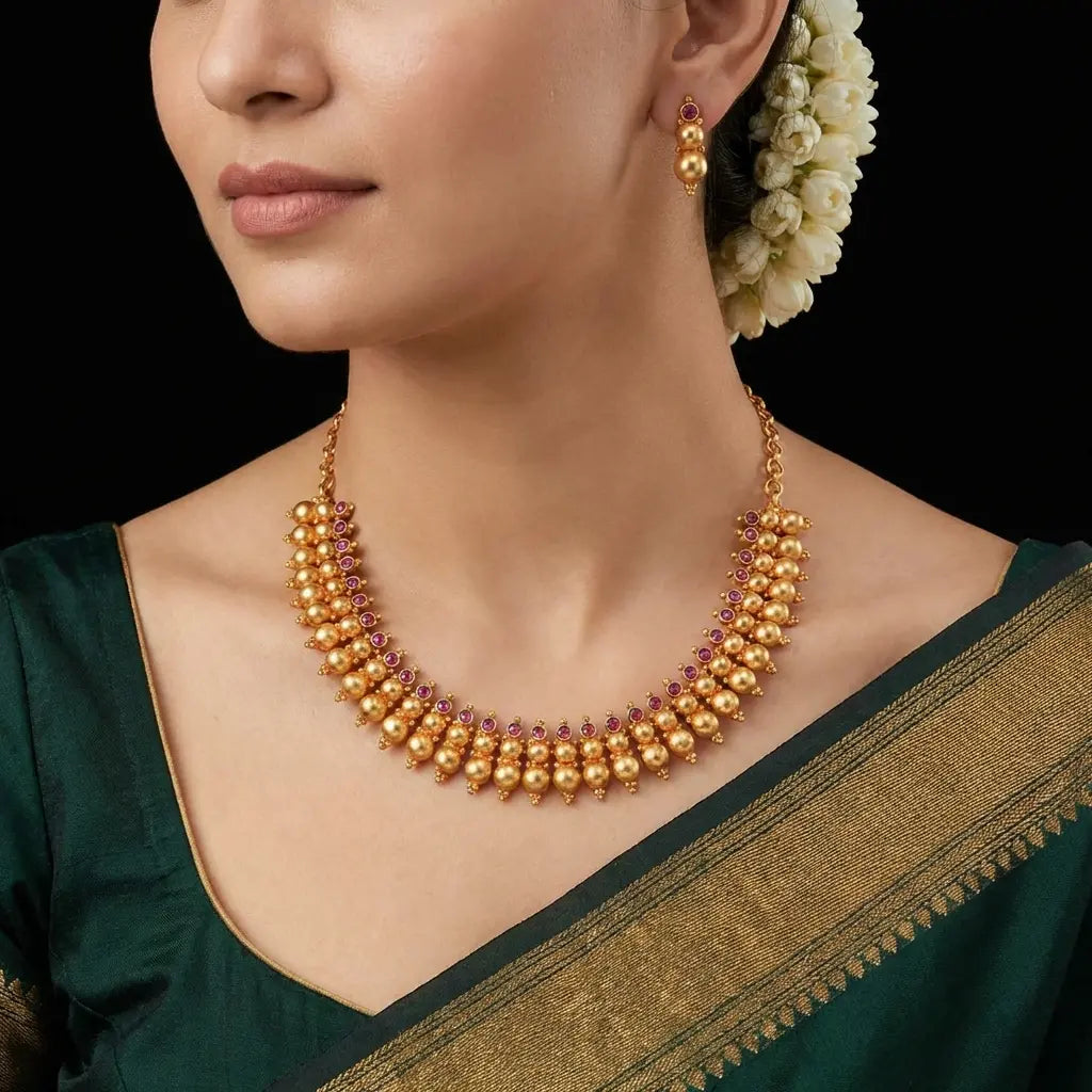 Sreshta Necklace With Earring PSGRNSSR14R-038 , PSGRSTSR2R-021