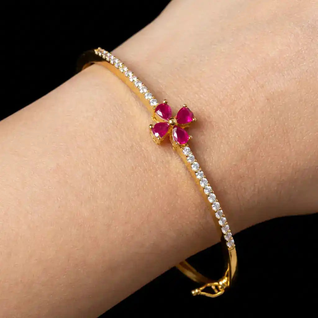 24ct Heavy Gold Layered Enamel Bangle PEB12-091