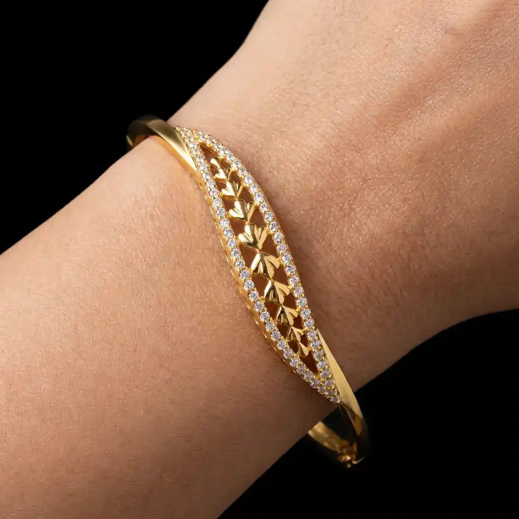 24ct Heavy Gold Layered Enamel Bangle PEB12-091